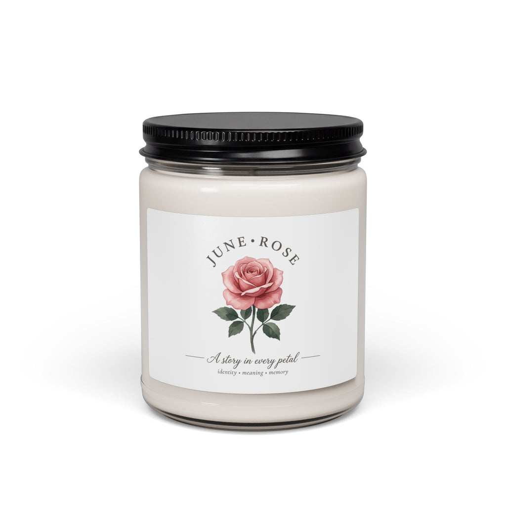 June Rose Birth Month Candle, botanical watercolor, personalized