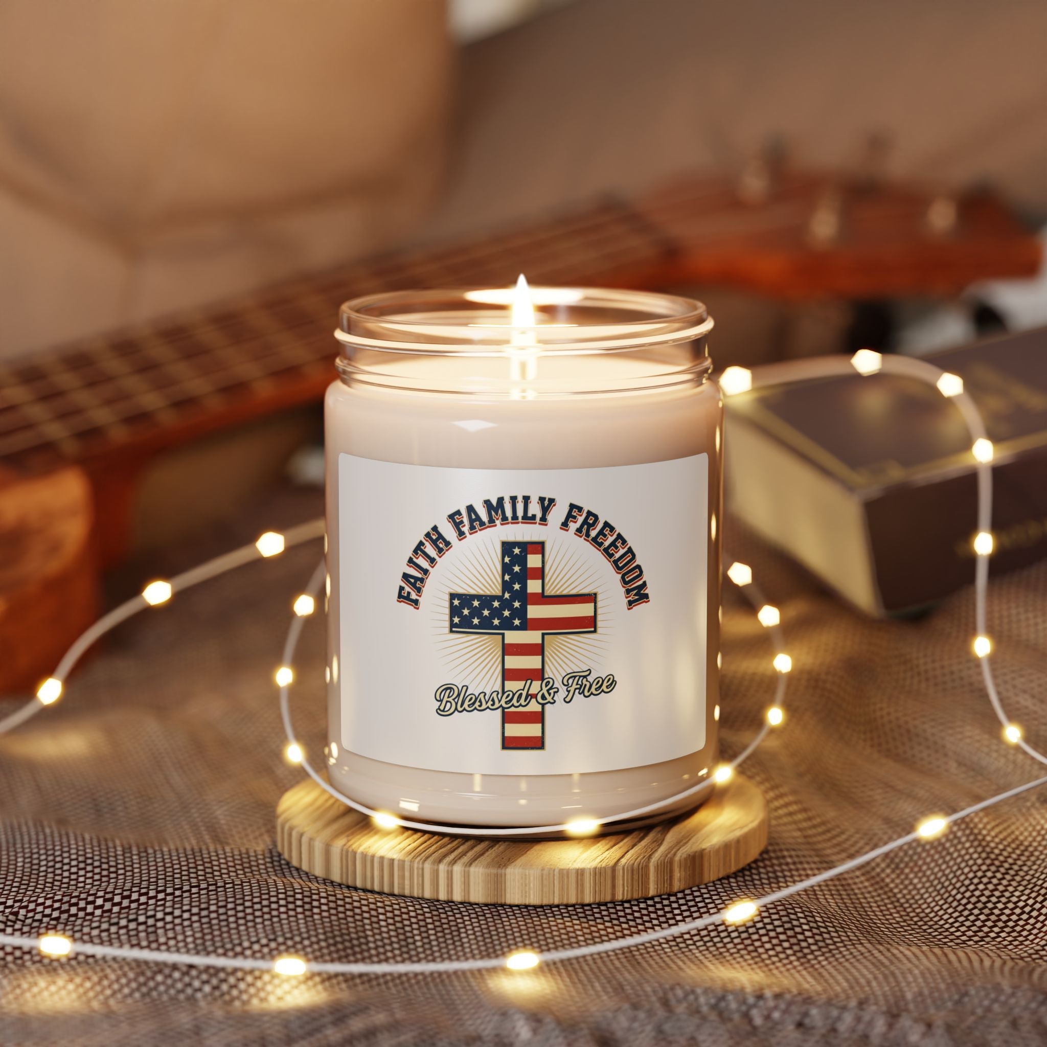 Faith Family Freedom Cross Candle | Patriotic, Faith-Based July 4th