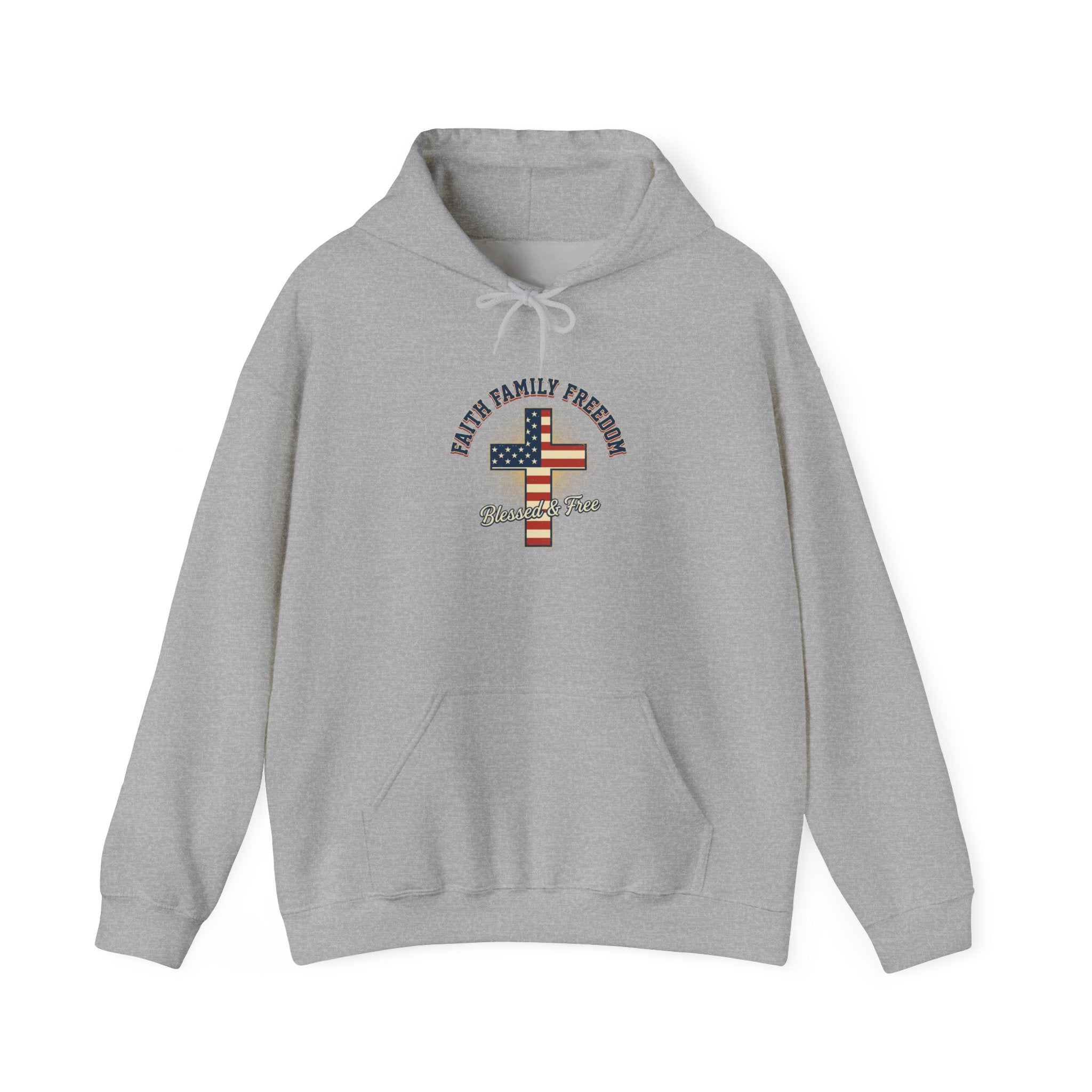 Faith Family Freedom Hoodie | Patriotic Faith-based July 4th, Vintage Americana