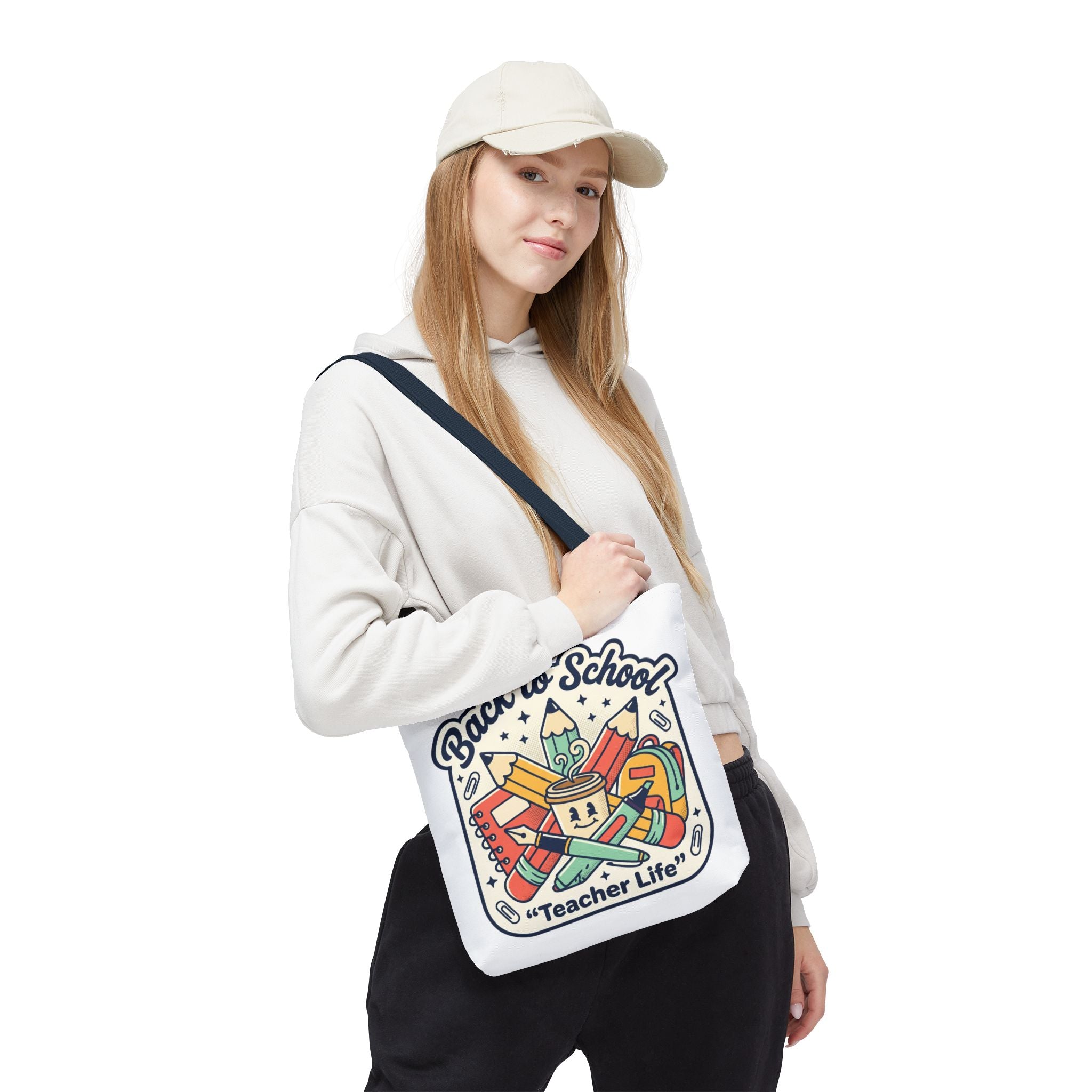 Back to School Teacher Life Tote Bag — Cute Teacher Supplies Print AOP