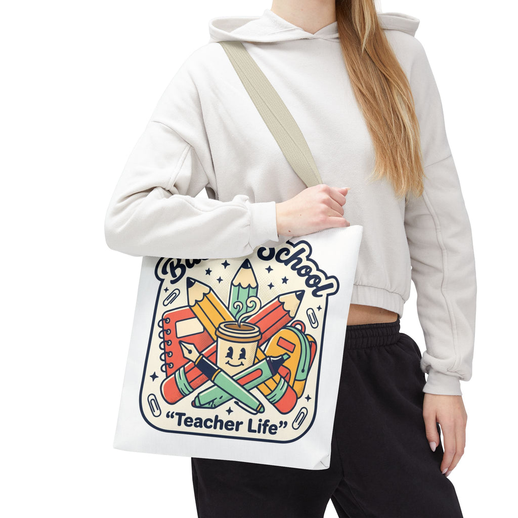 Back to School Teacher Life Tote Bag — Cute Teacher Supplies Print AOP