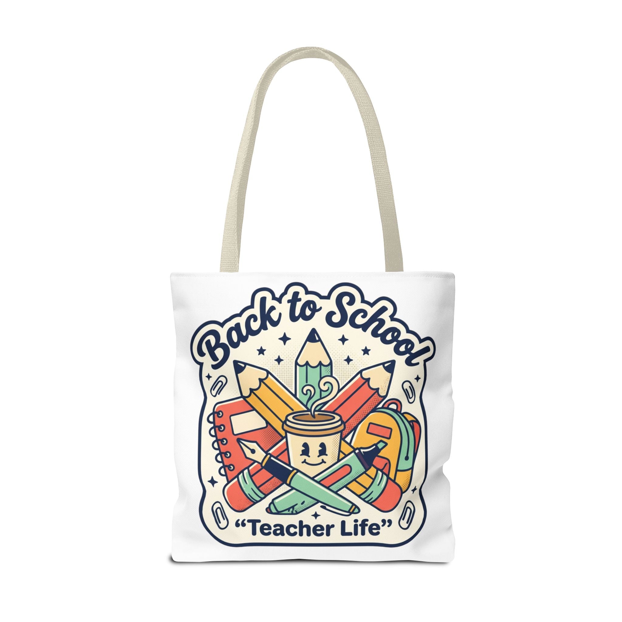 Back to School Teacher Life Tote Bag — Cute Teacher Supplies Print AOP