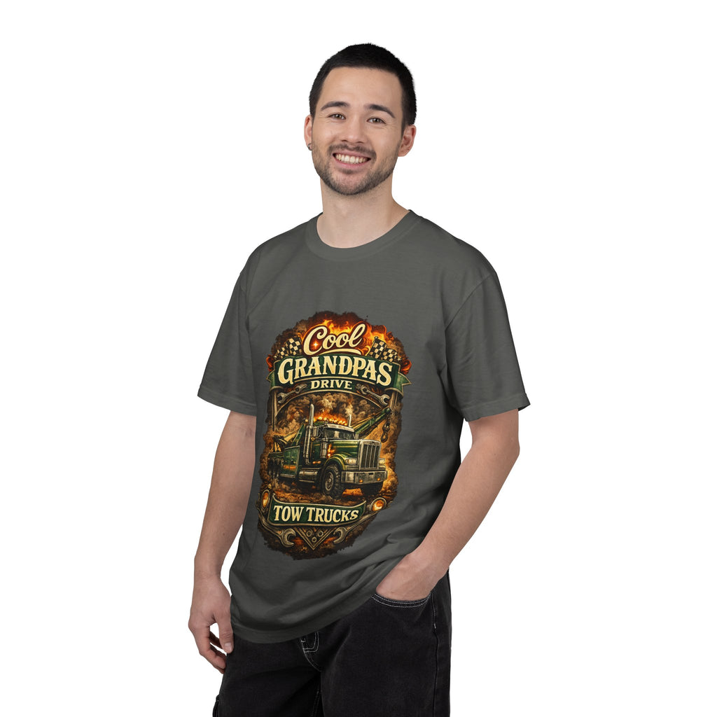Cool Grandpas Drive Tow Trucks T-Shirt — Vintage Truck Graphic Tee for Grandfather