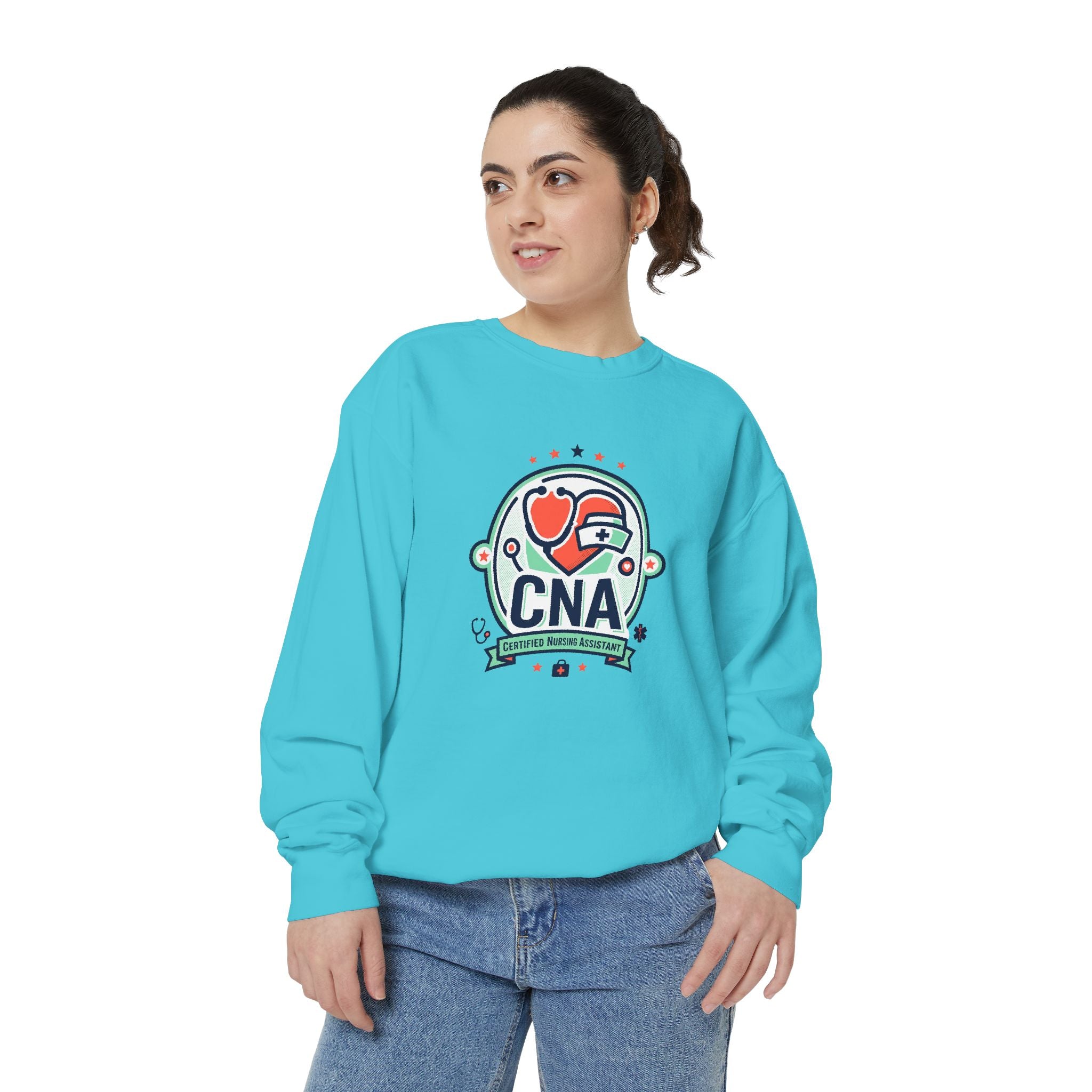 CNA Heart Stethoscope Sweatshirt — Certified Nursing Assistant Crewneck