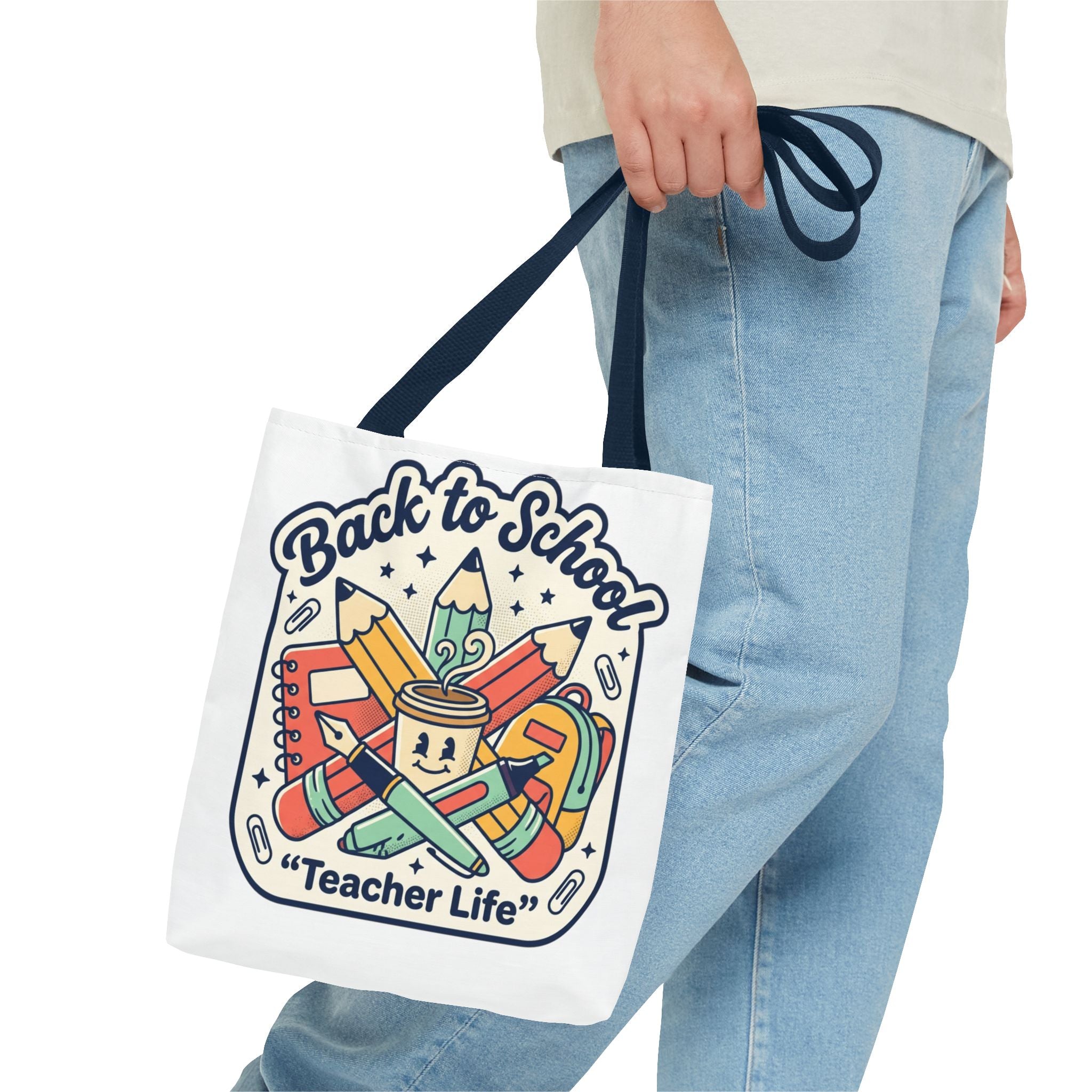 Back to School Teacher Life Tote Bag — Cute Teacher Supplies Print AOP