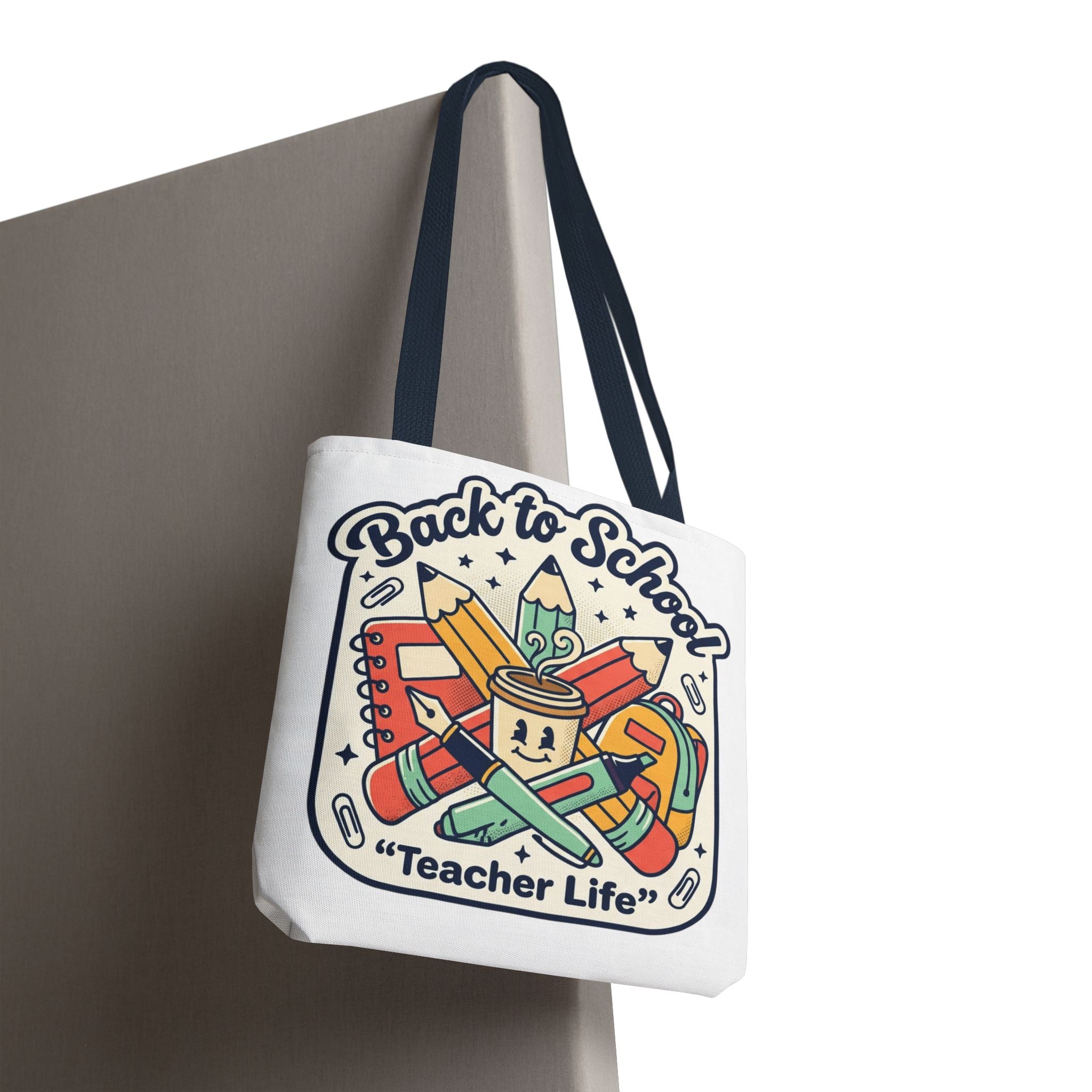 Back to School Teacher Life Tote Bag — Cute Teacher Supplies Print AOP