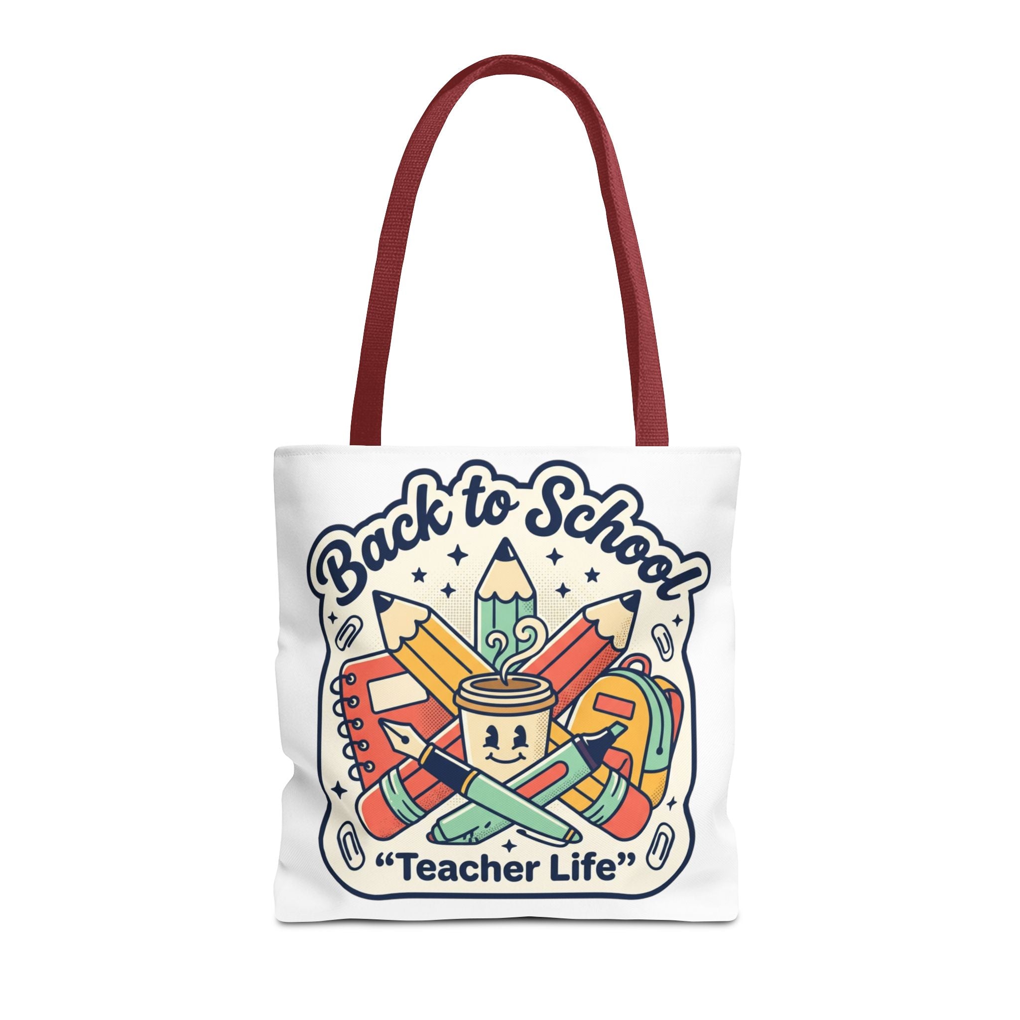 Back to School Teacher Life Tote Bag — Cute Teacher Supplies Print AOP