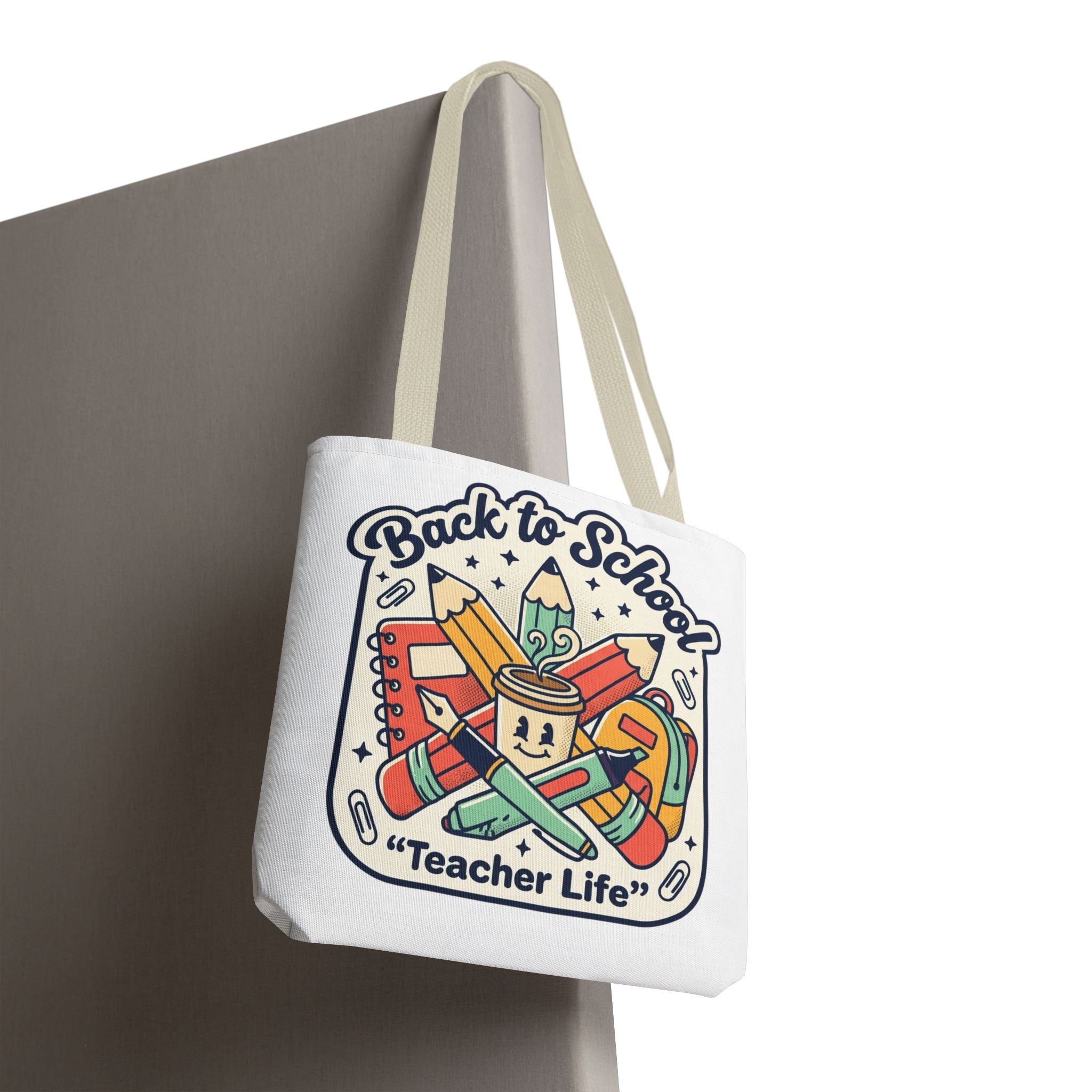 Back to School Teacher Life Tote Bag — Cute Teacher Supplies Print AOP