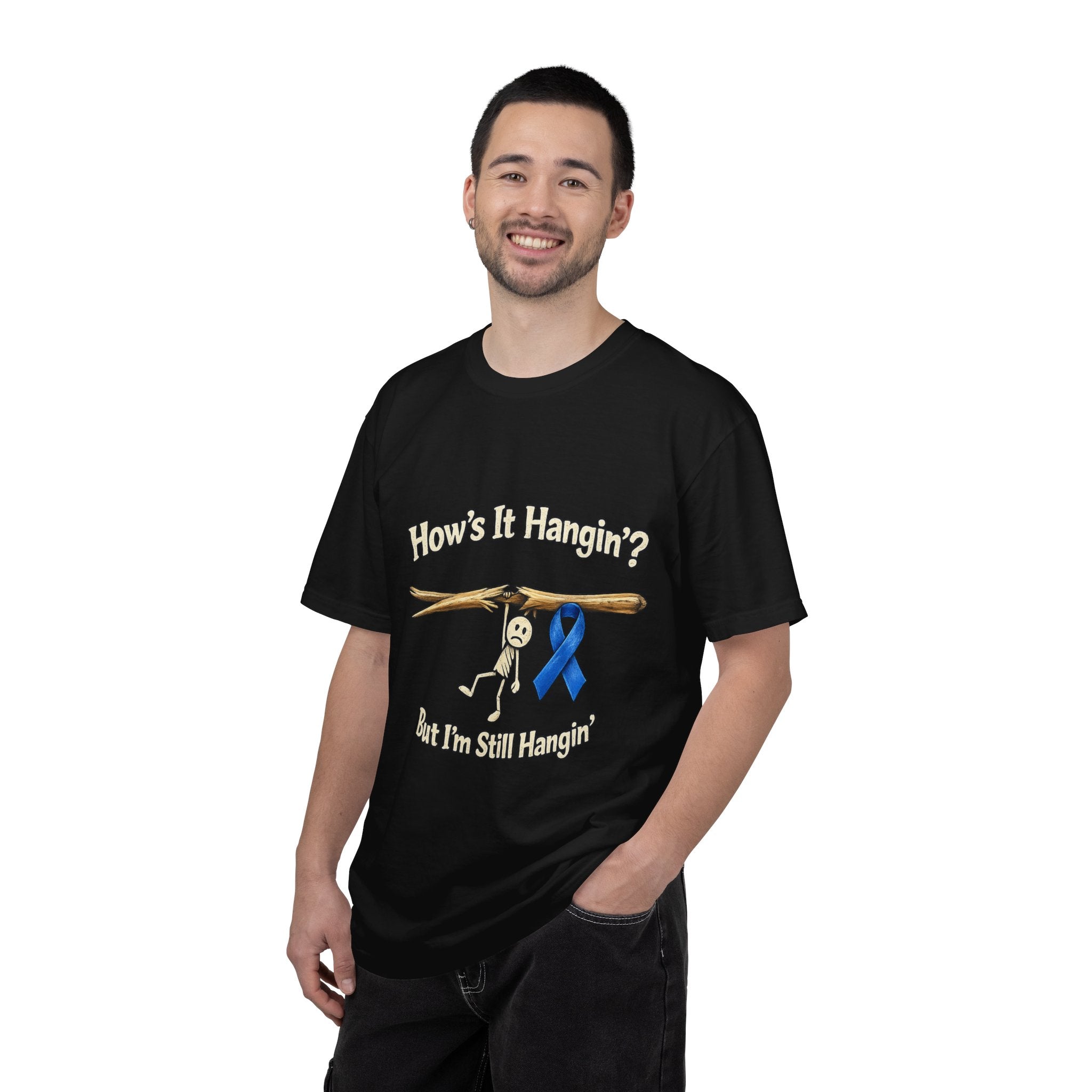 T‑Shirt — 'How's It Hangin'? But I'm Still Hangin' — Support Blue Ribbon Awareness Tee