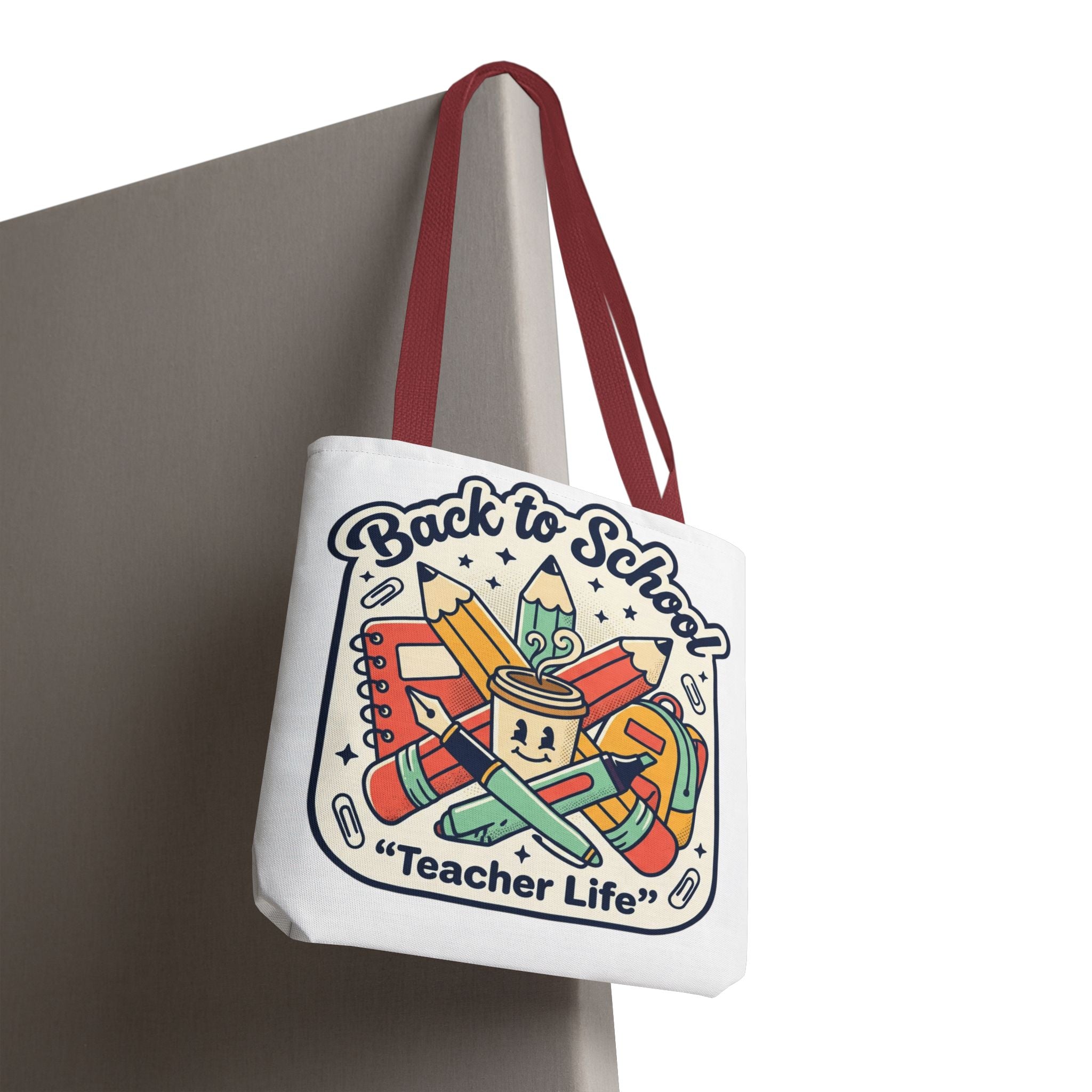 Back to School Teacher Life Tote Bag — Cute Teacher Supplies Print AOP