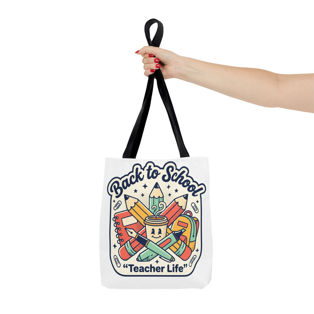 Back to School Teacher Life Tote Bag — Cute Teacher Supplies Print AOP