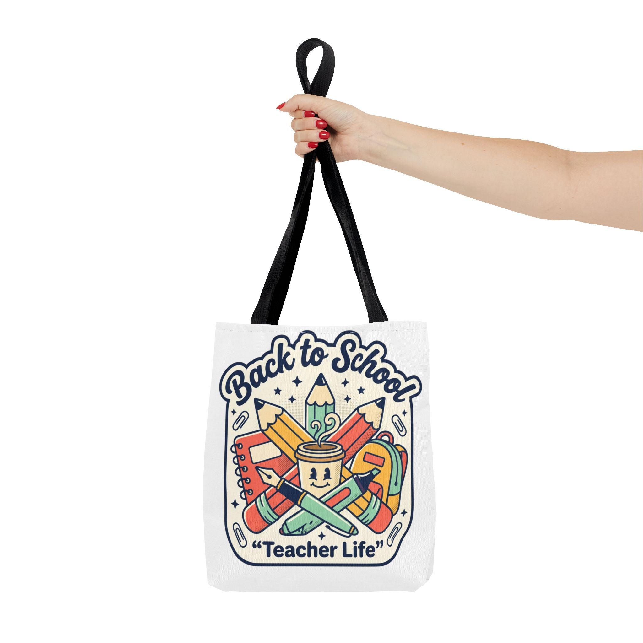 Back to School Teacher Life Tote Bag — Cute Teacher Supplies Print AOP