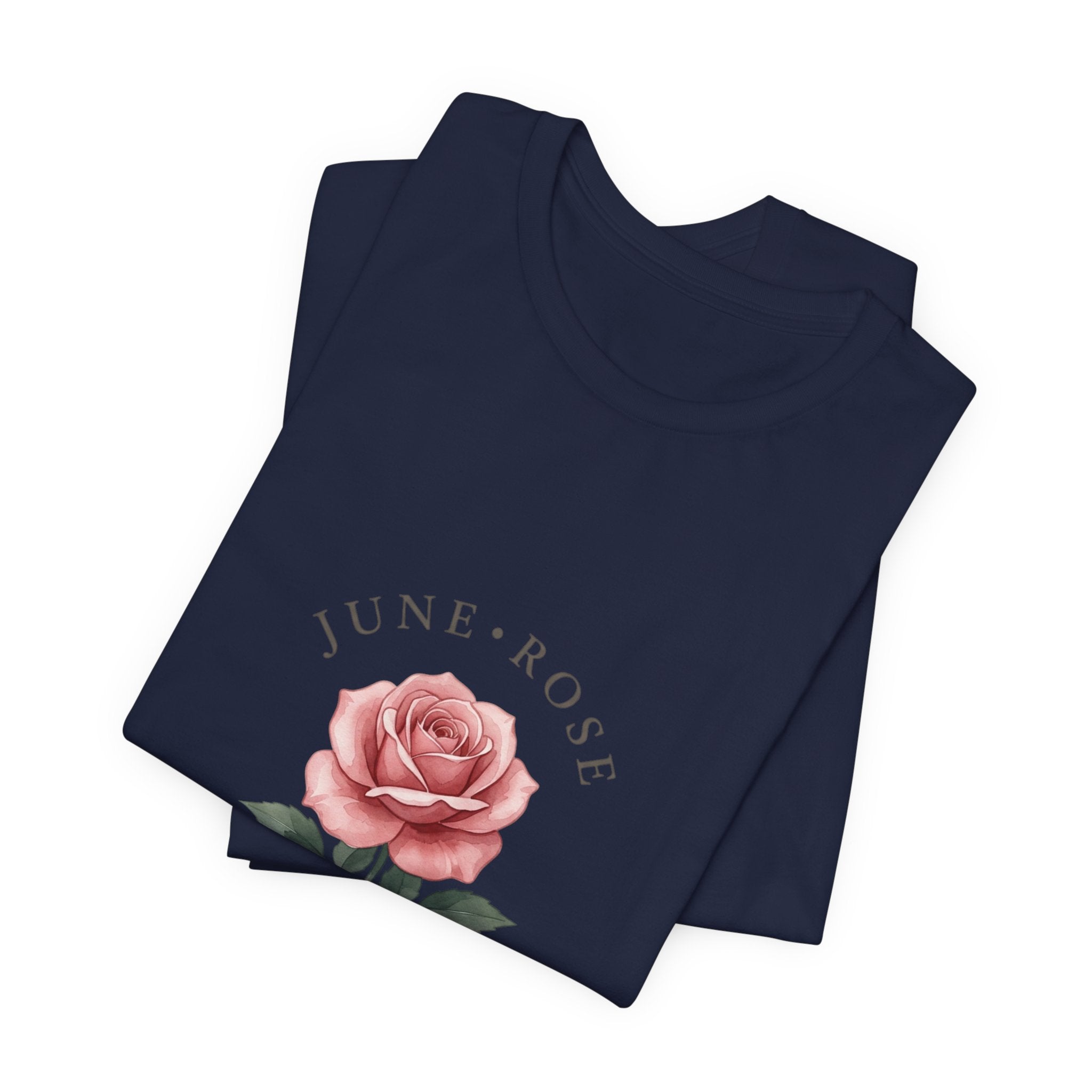 June Rose Birth Month Flower Tee | Botanical Watercolor, Personalized Name