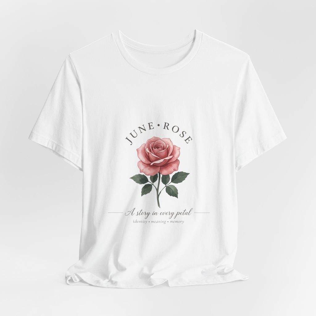 June Rose Birth Month Flower Tee | Botanical Watercolor, Personalized Name