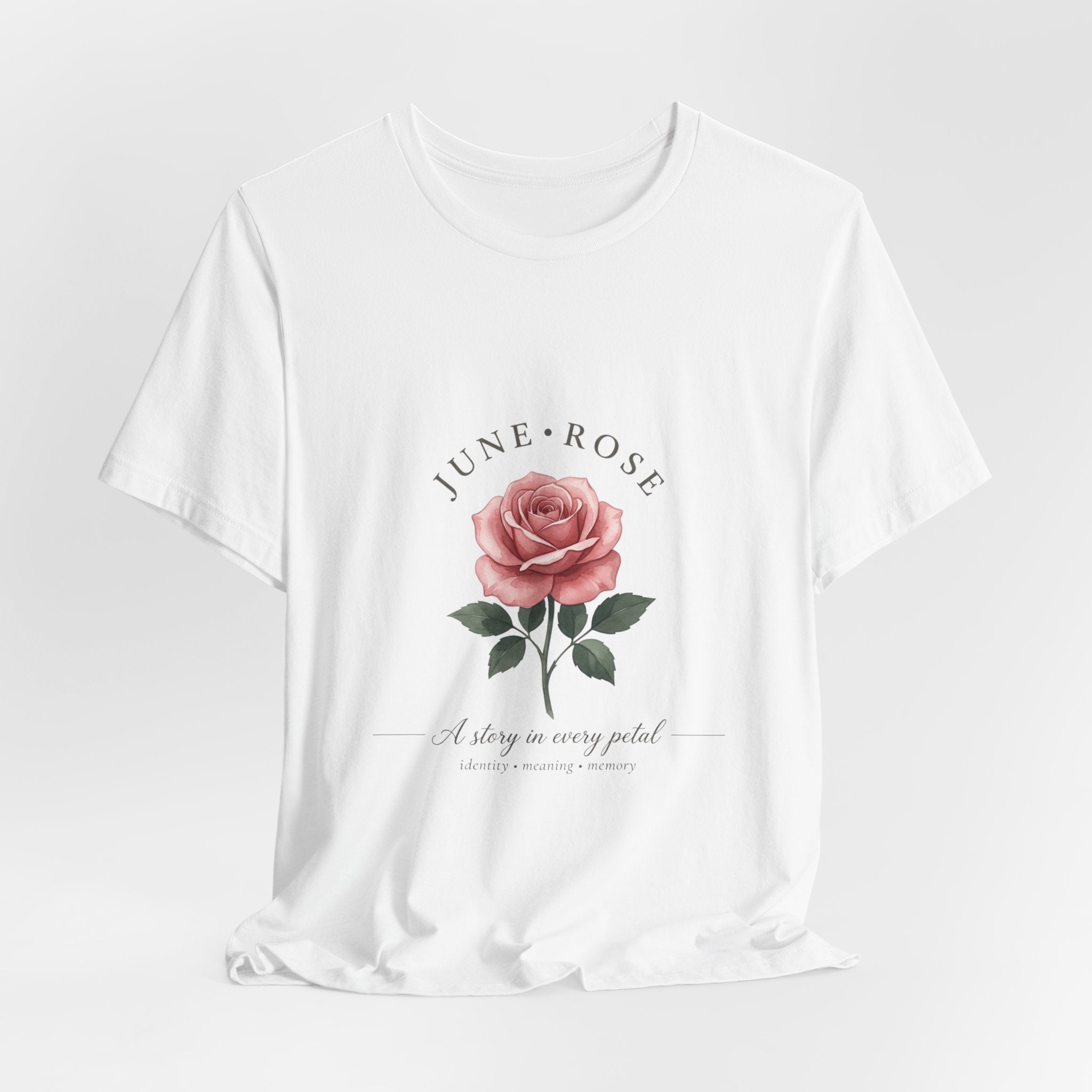 June Rose Birth Month Flower Tee | Botanical Watercolor, Personalized Name