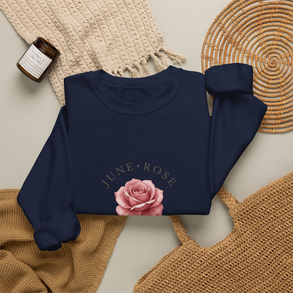 June Rose Birth Month Sweatshirt | Birth Flower, Botanical Watercolor