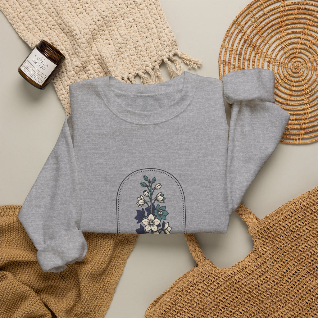July Birth Month Flower Sweatshirt | Botanical Watercolor, Personalized