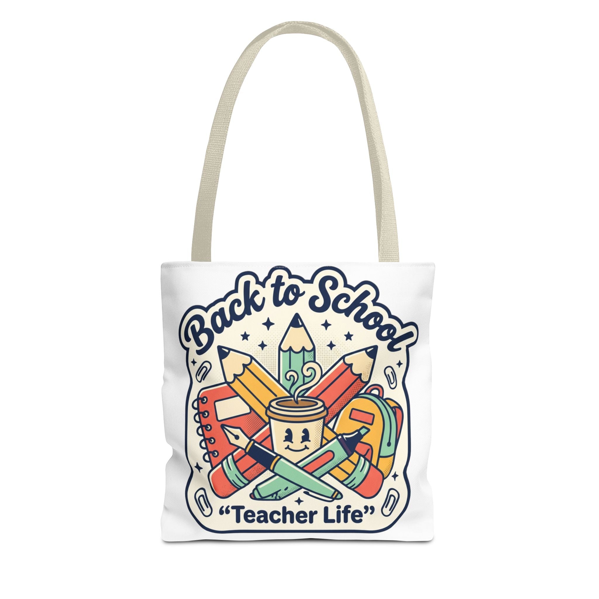 Back to School Teacher Life Tote Bag — Cute Teacher Supplies Print AOP