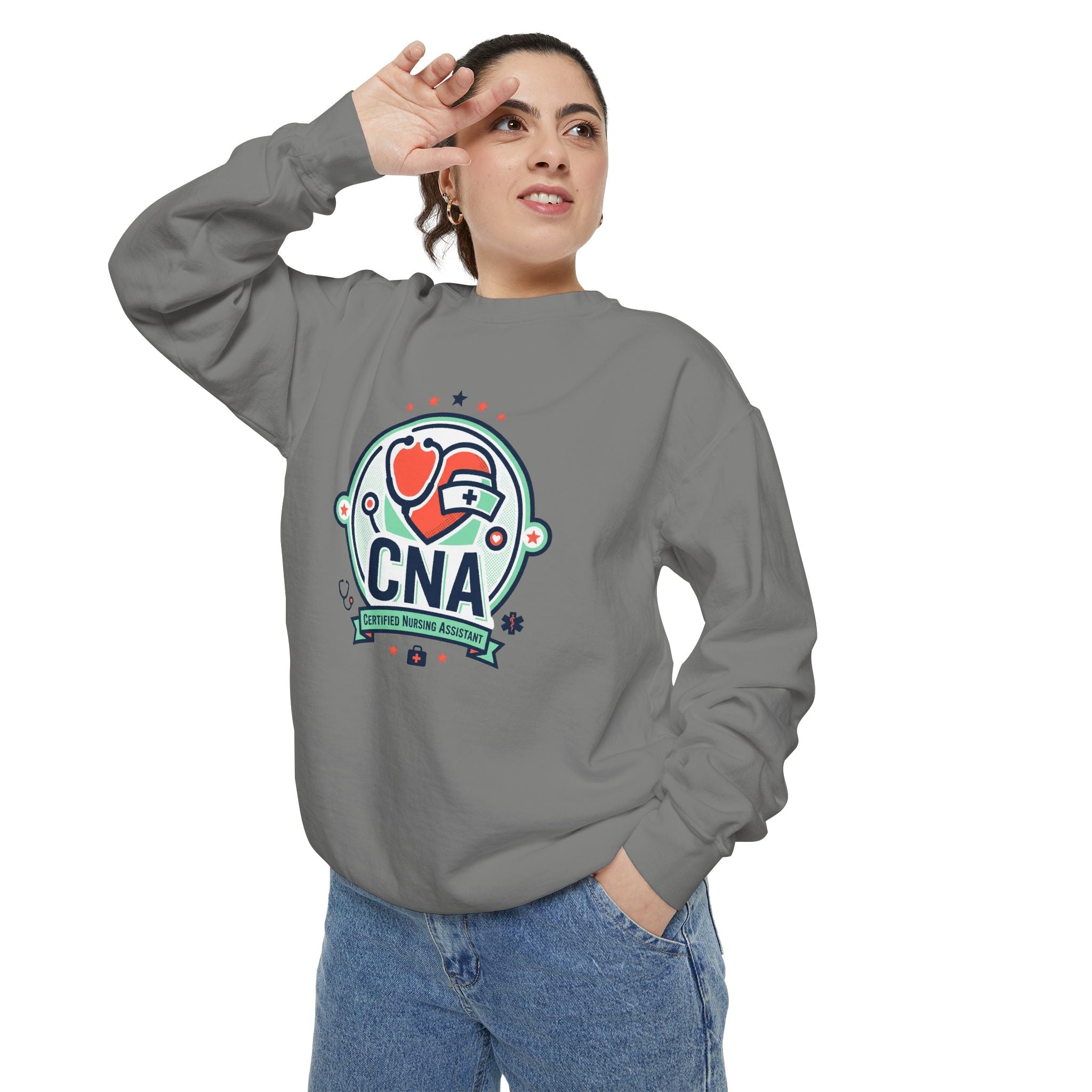 CNA Heart Stethoscope Sweatshirt — Certified Nursing Assistant Crewneck