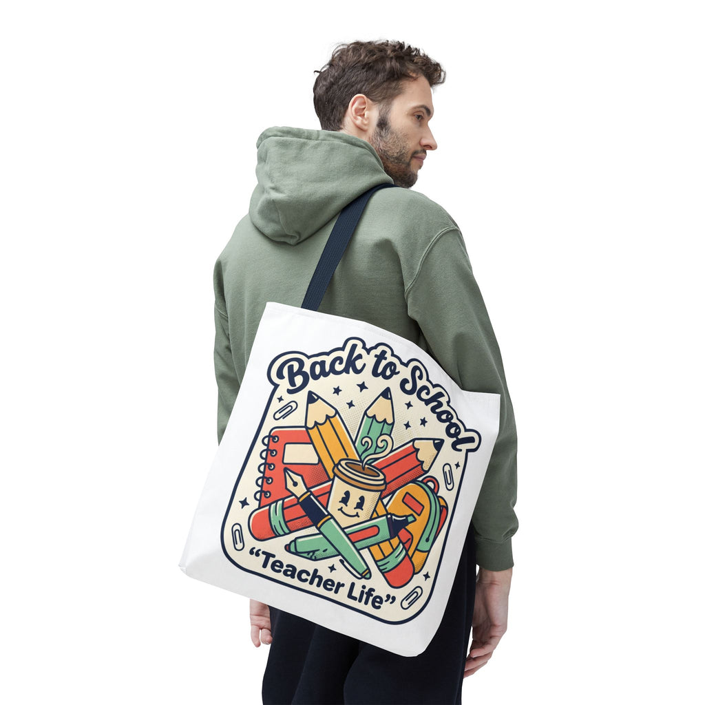 Back to School Teacher Life Tote Bag — Cute Teacher Supplies Print AOP
