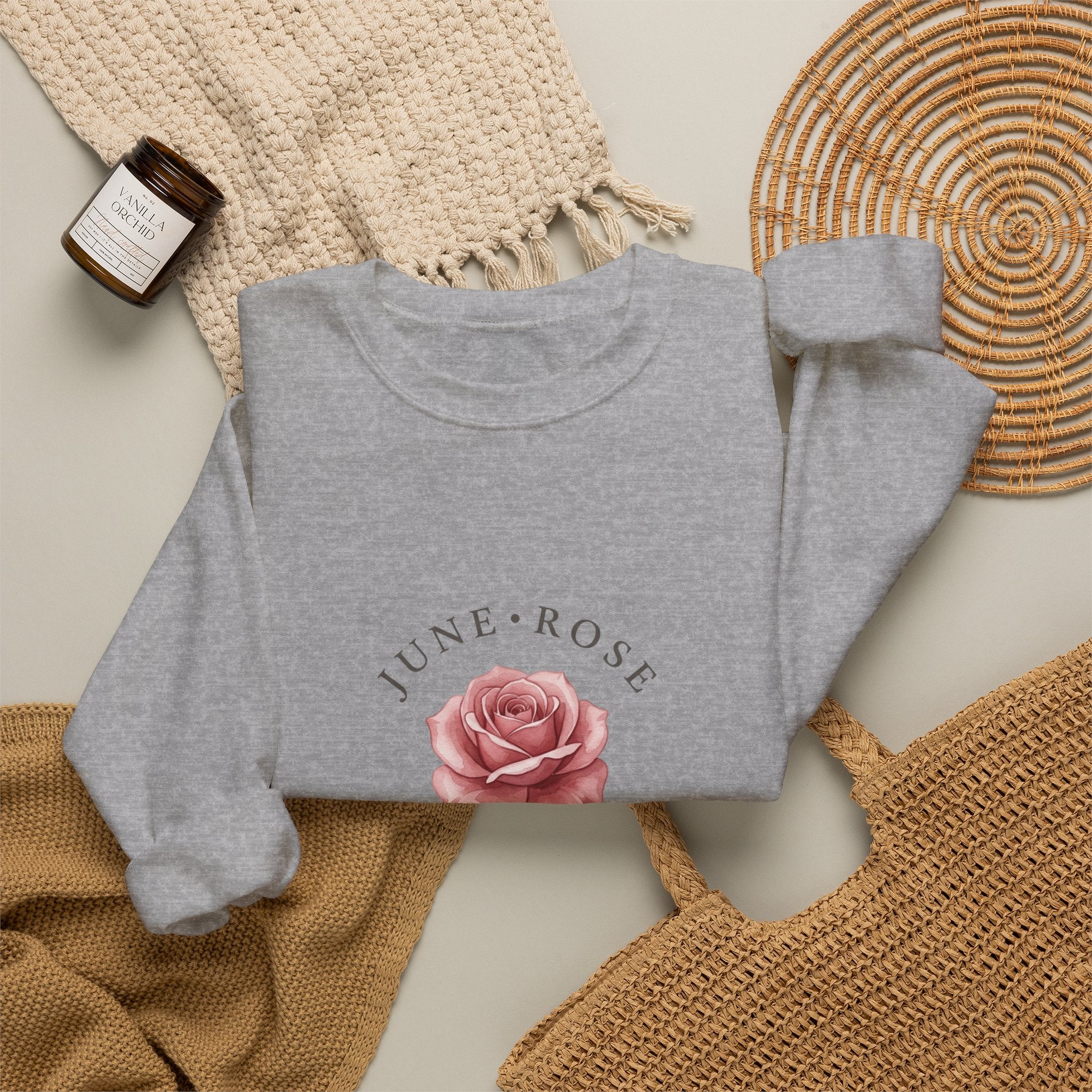 June Rose Birth Month Sweatshirt | Birth Flower, Botanical Watercolor