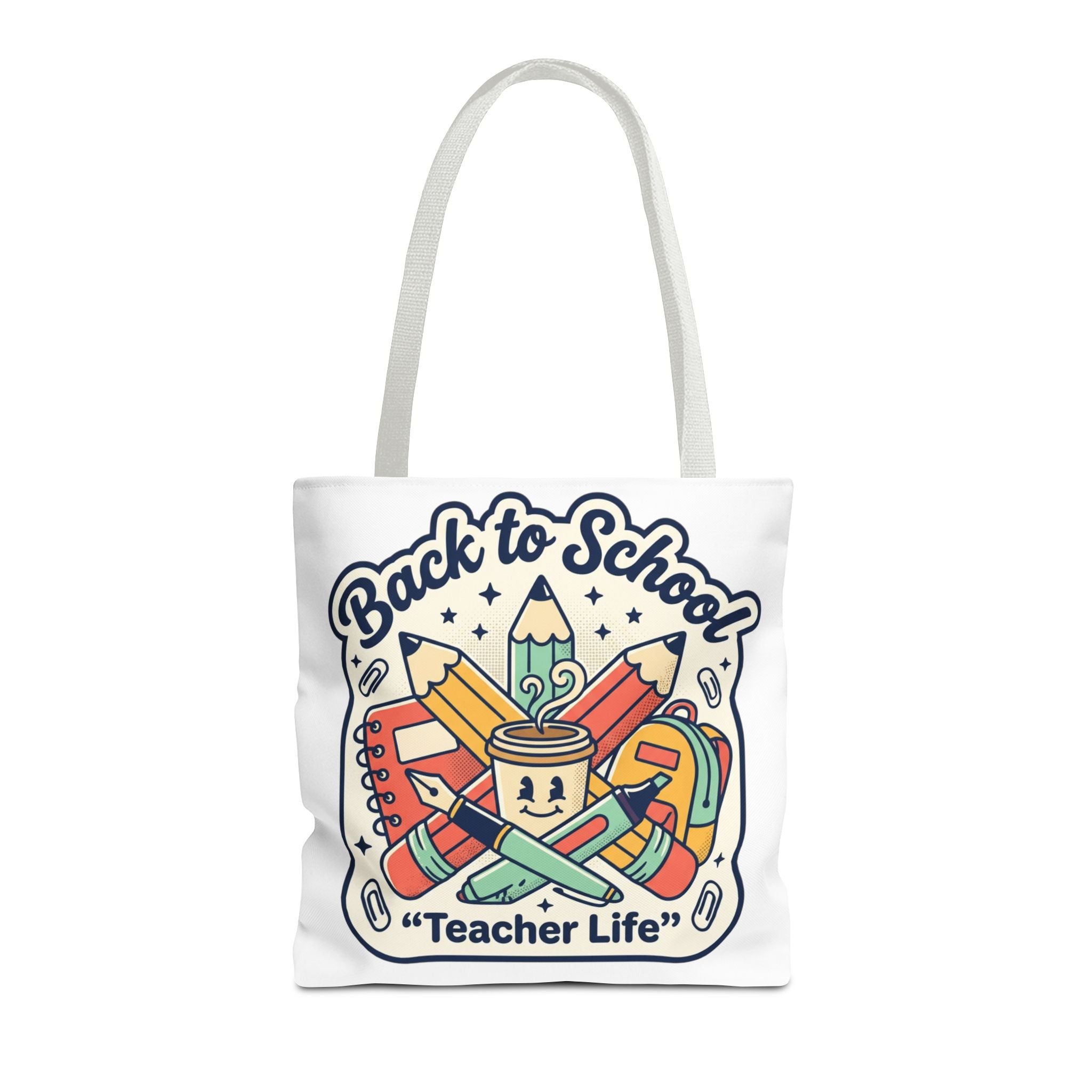 Back to School Teacher Life Tote Bag — Cute Teacher Supplies Print AOP