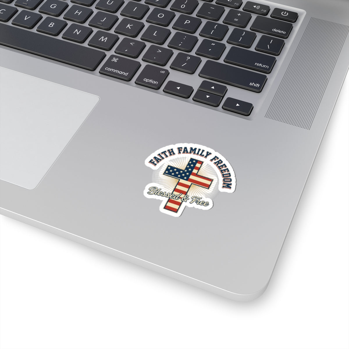 Faith Family Freedom Cross Sticker | Patriotic, July 4th, Vintage Americana