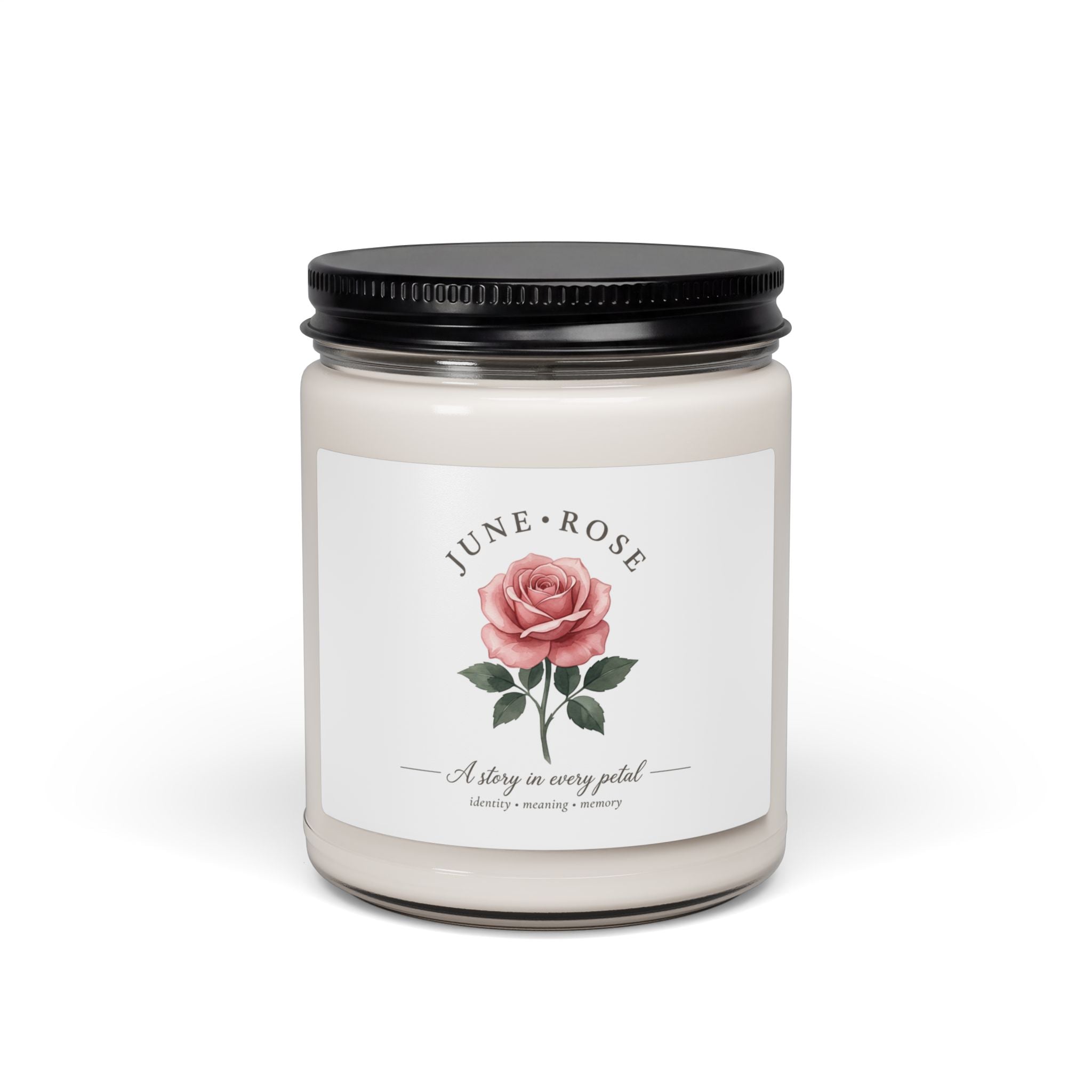 June Rose Birth Month Candle, botanical watercolor, personalized