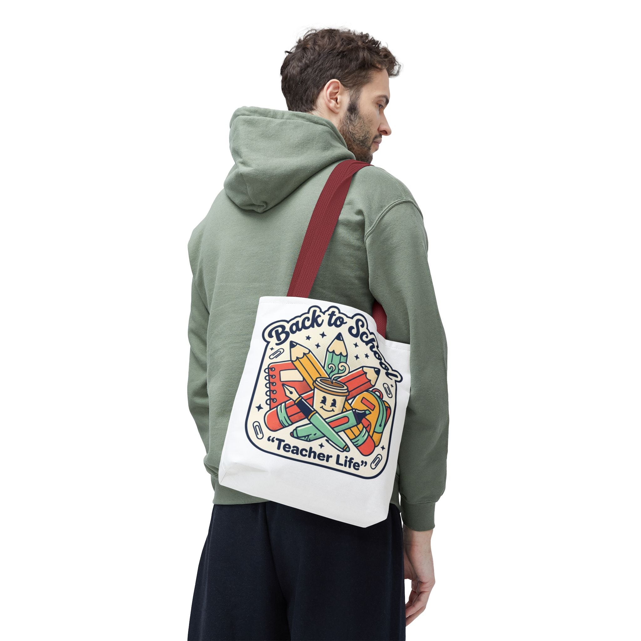 Back to School Teacher Life Tote Bag — Cute Teacher Supplies Print AOP