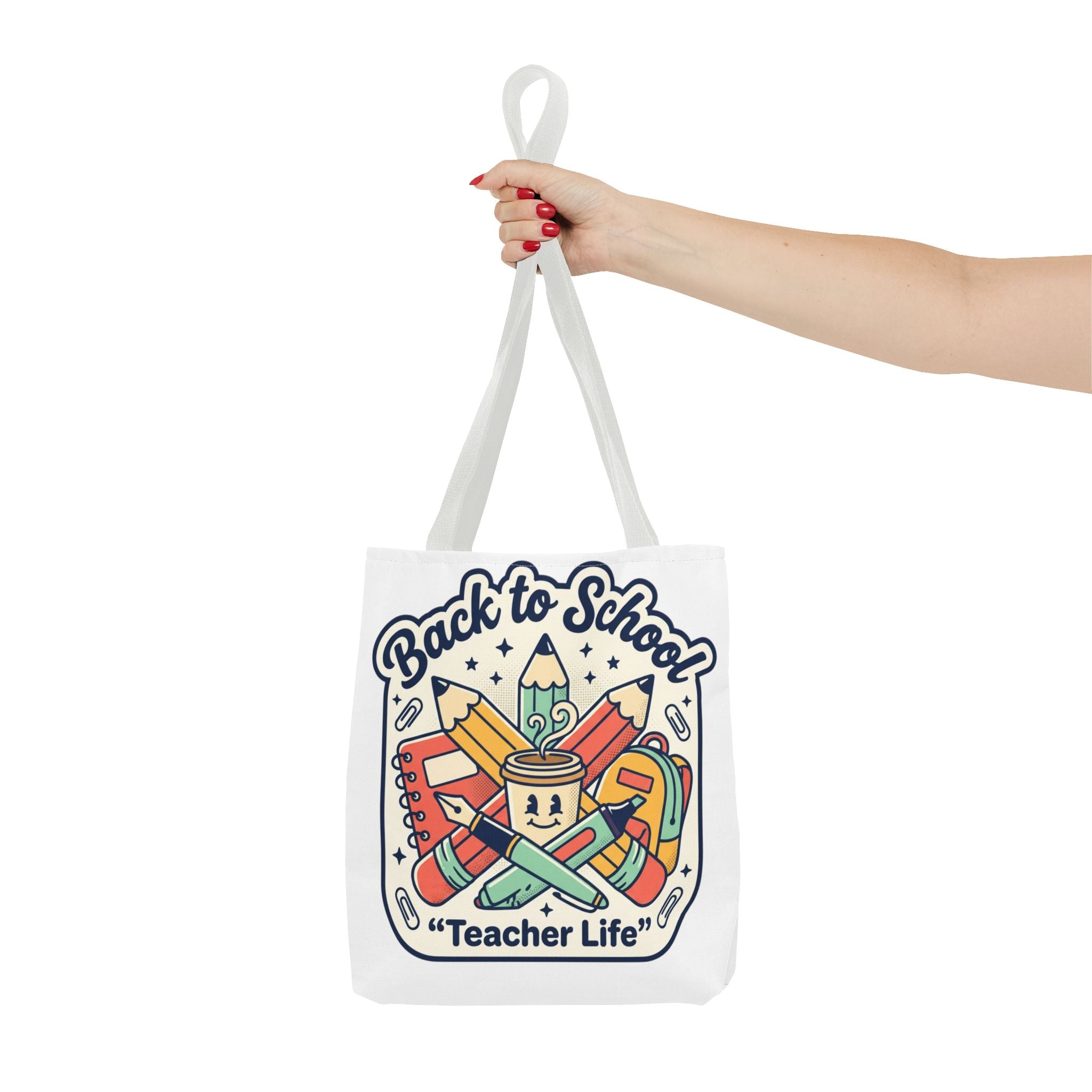 Back to School Teacher Life Tote Bag — Cute Teacher Supplies Print AOP