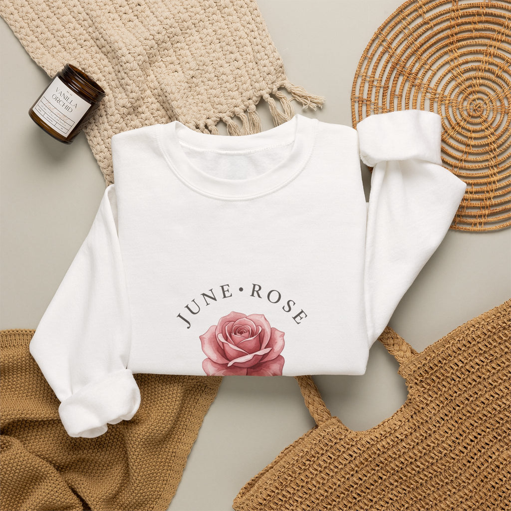 June Rose Birth Month Sweatshirt | Birth Flower, Botanical Watercolor