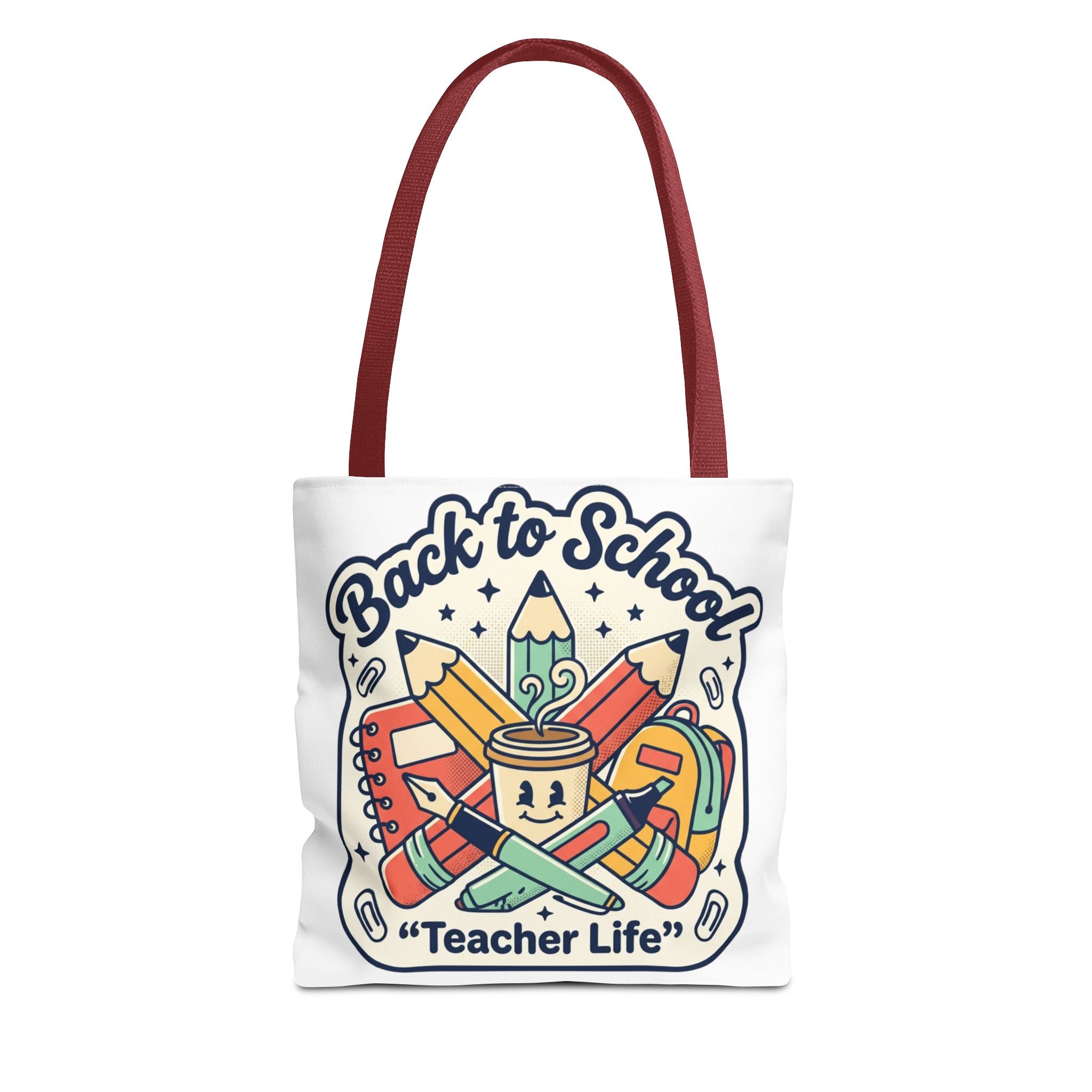 Back to School Teacher Life Tote Bag — Cute Teacher Supplies Print AOP