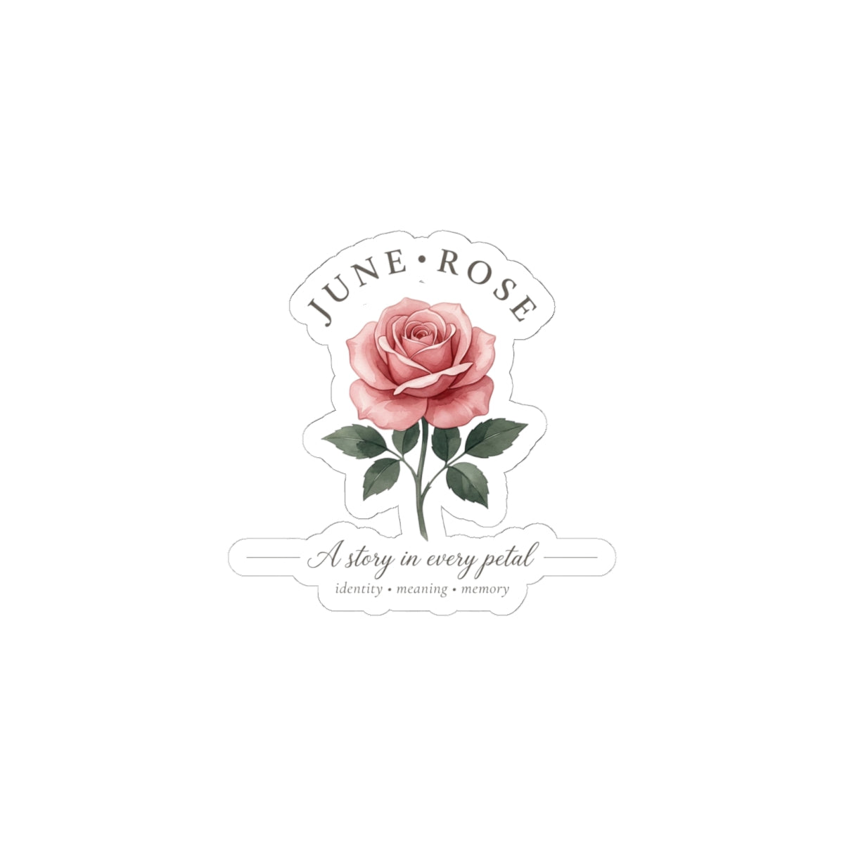 June Rose Botanical Sticker | Birth Month Flower, Watercolor, Personalized