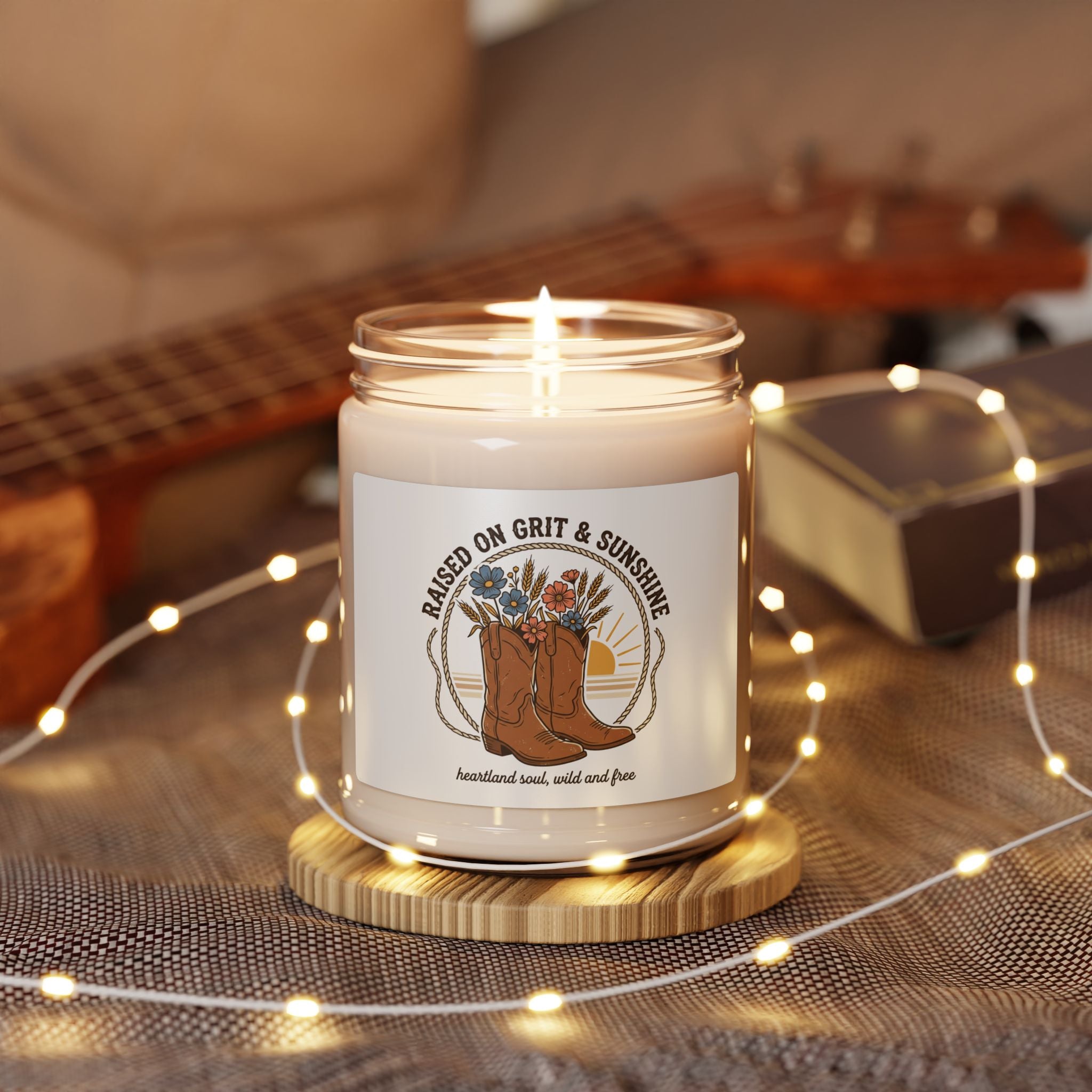 Raised on Grit & Sunshine Candle, Rustic Western Cowgirl Soy Candle