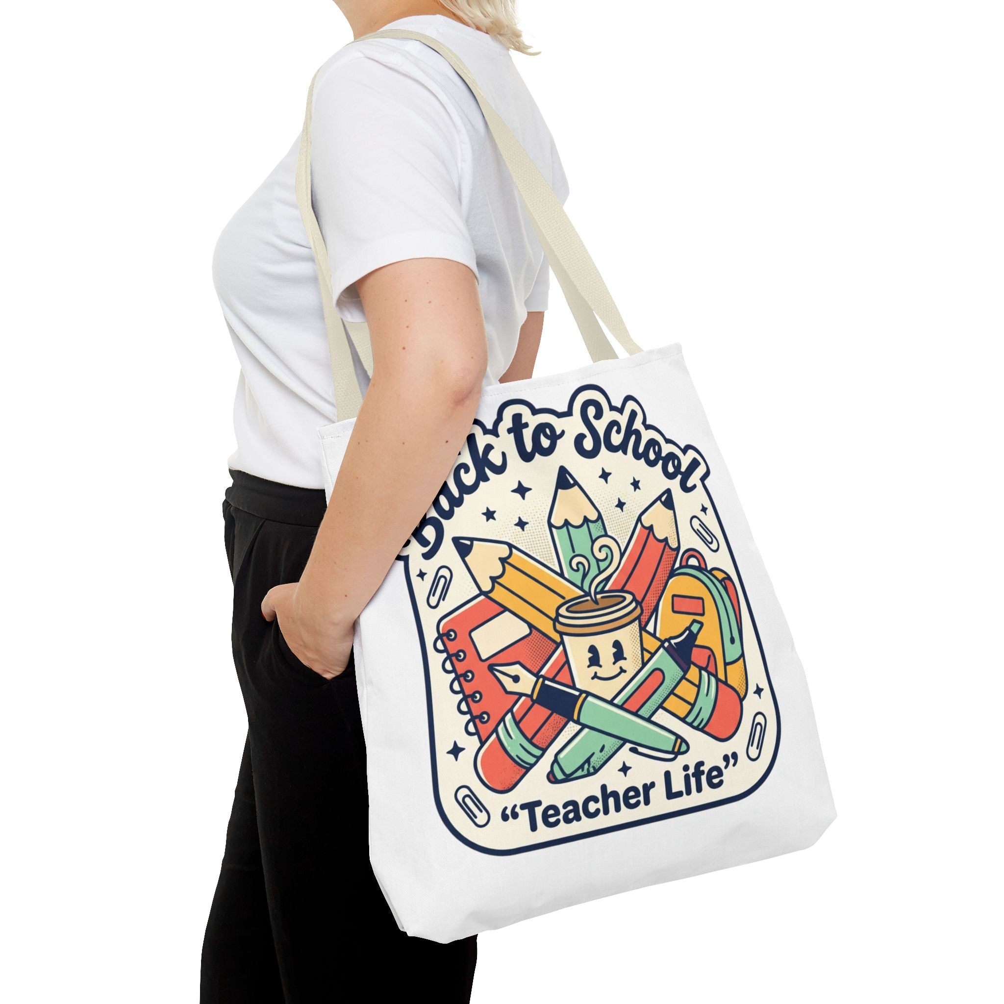 Back to School Teacher Life Tote Bag — Cute Teacher Supplies Print AOP