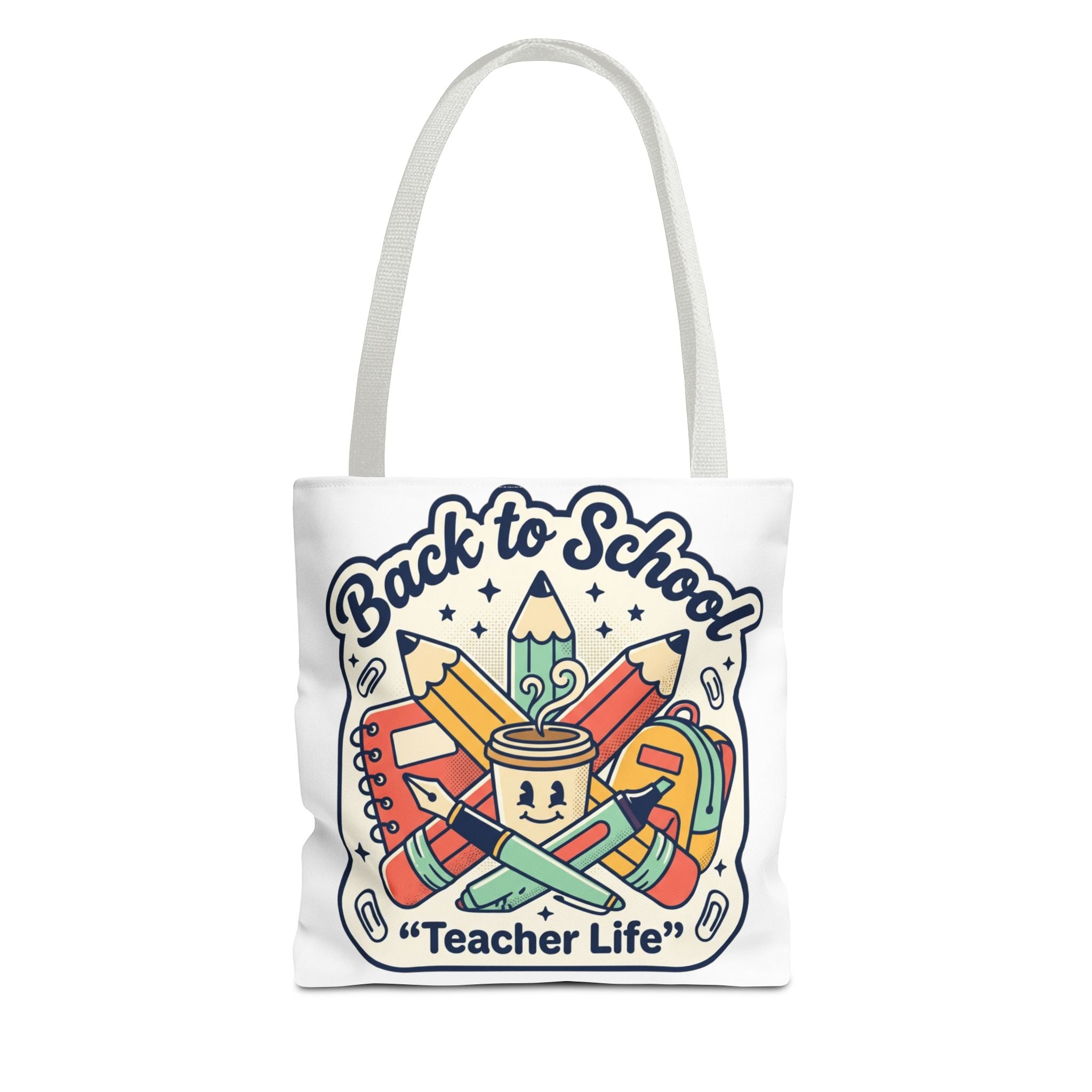 Back to School Teacher Life Tote Bag — Cute Teacher Supplies Print AOP
