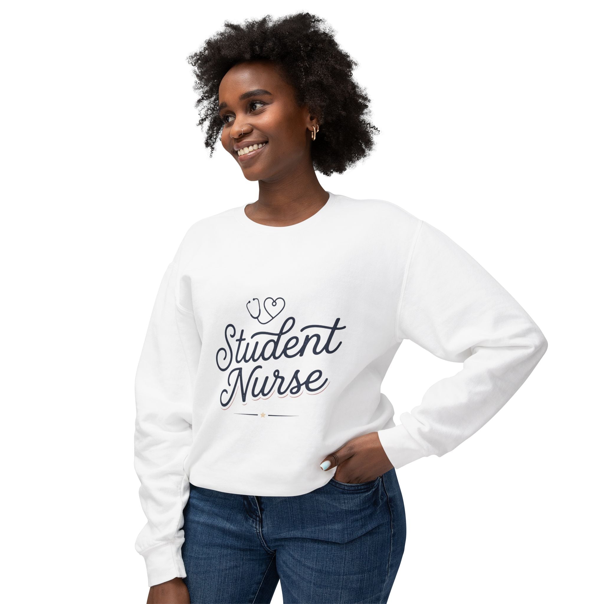 Student Nurse Crewneck Sweatshirt — Cute Stethoscope Nursing School Gift