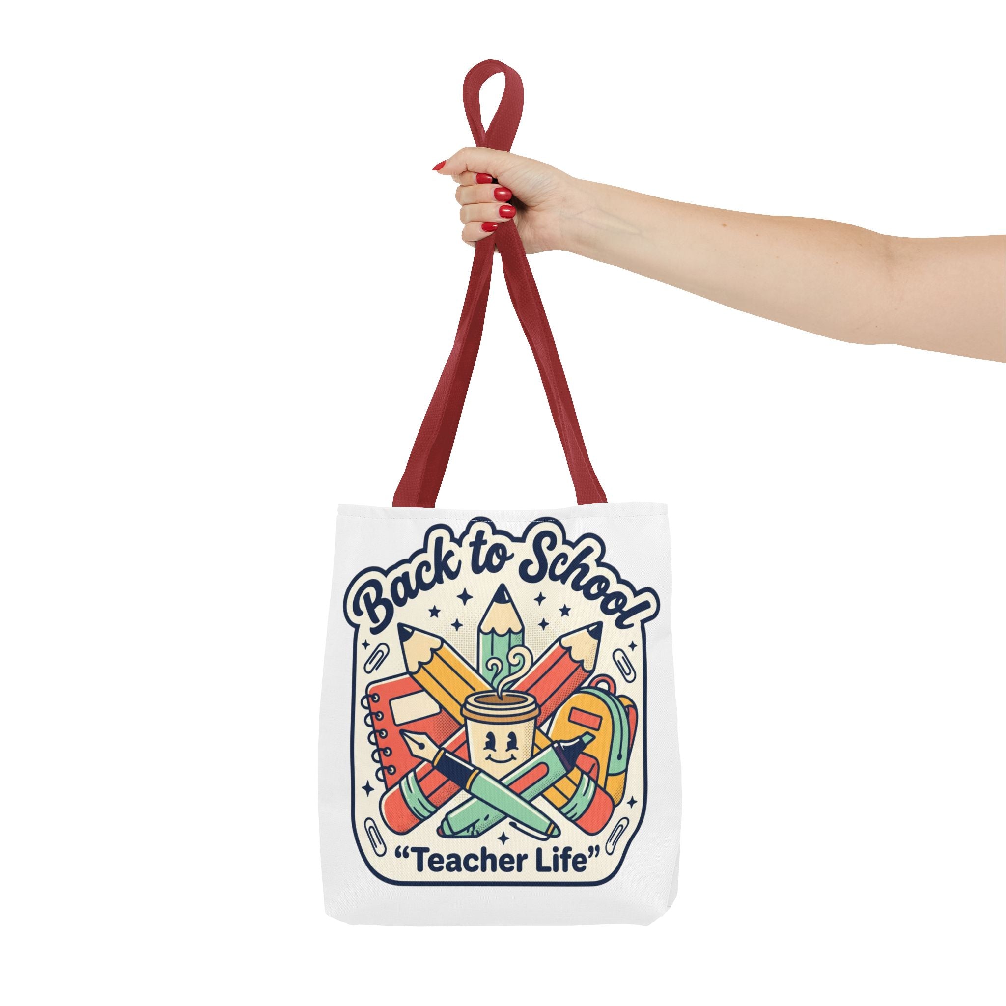 Back to School Teacher Life Tote Bag — Cute Teacher Supplies Print AOP