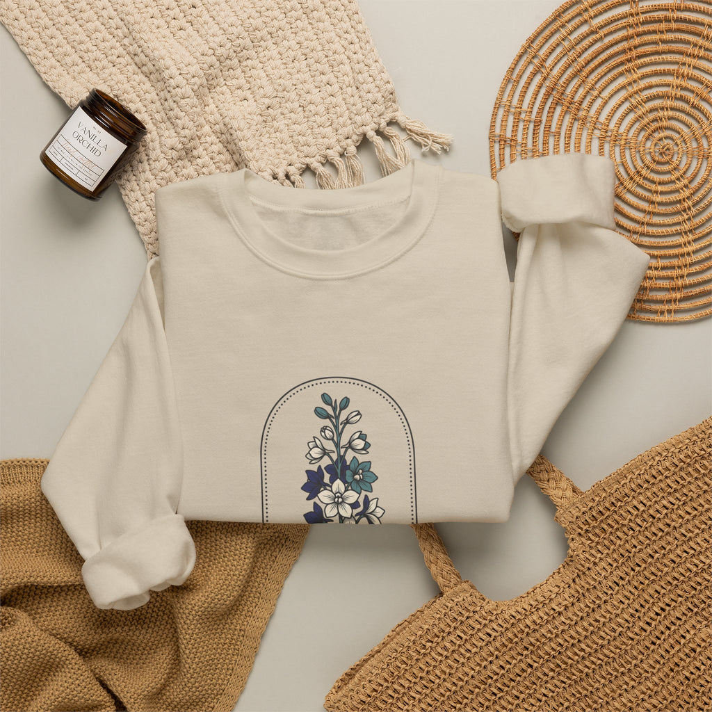 July Birth Month Flower Sweatshirt | Botanical Watercolor, Personalized