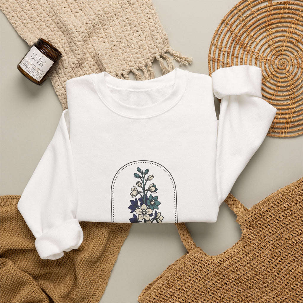 July Birth Month Flower Sweatshirt | Botanical Watercolor, Personalized