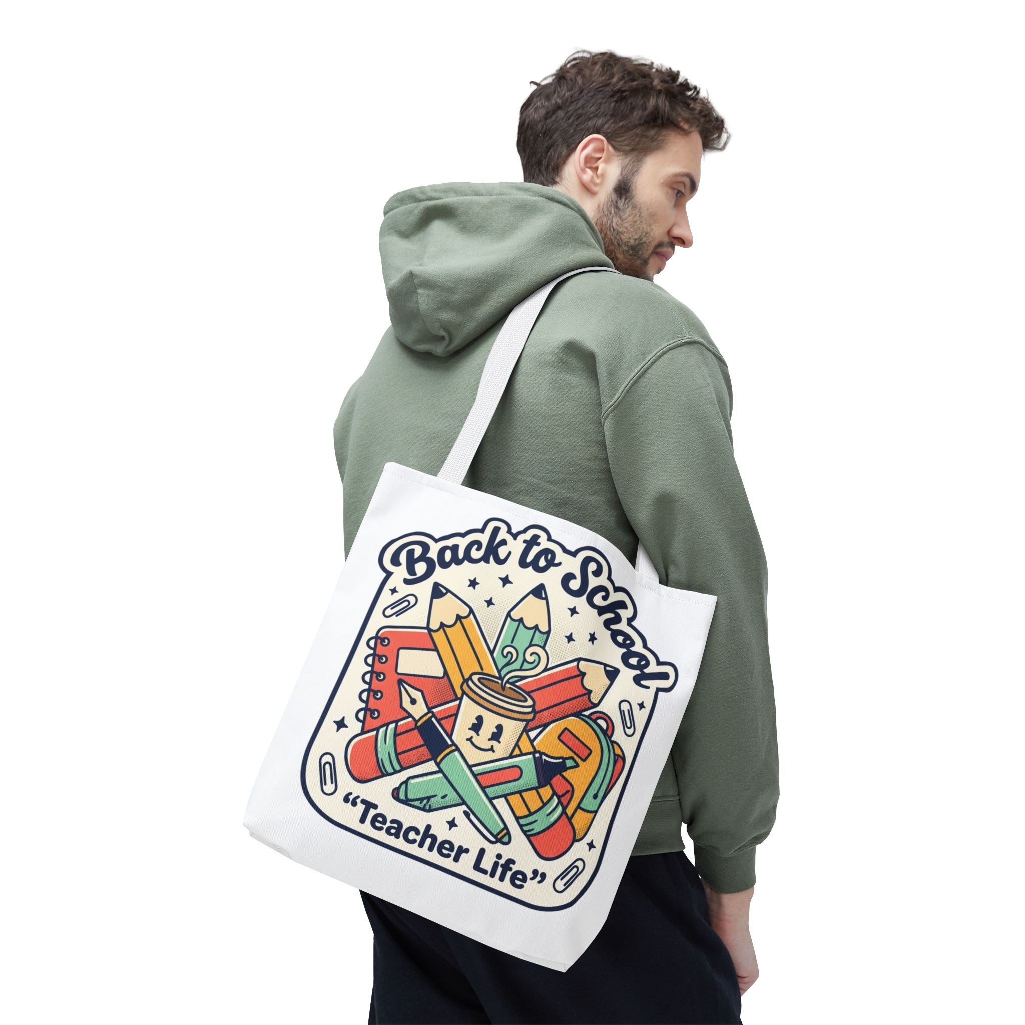 Back to School Teacher Life Tote Bag — Cute Teacher Supplies Print AOP