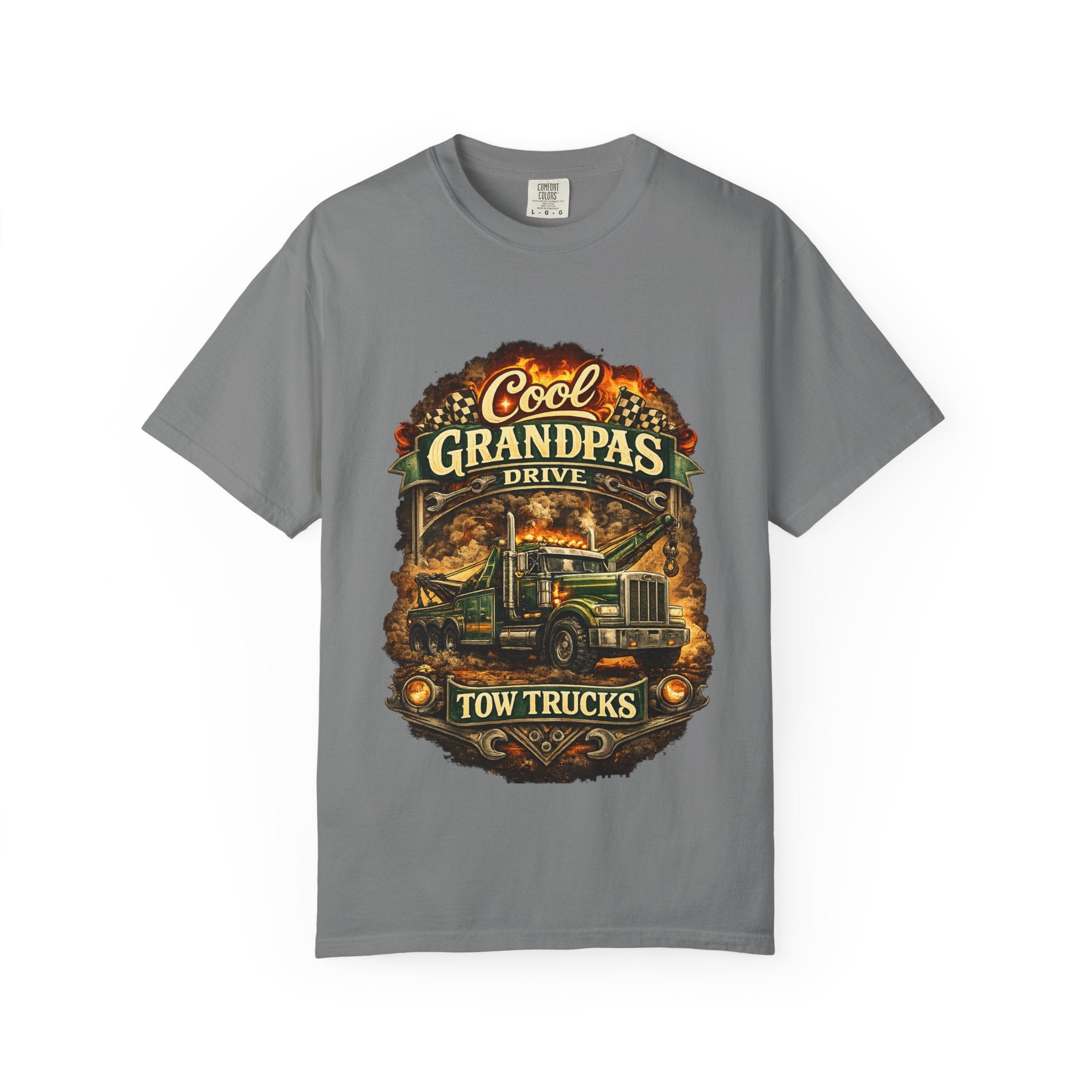Cool Grandpas Drive Tow Trucks T-Shirt — Vintage Truck Graphic Tee for Grandfather