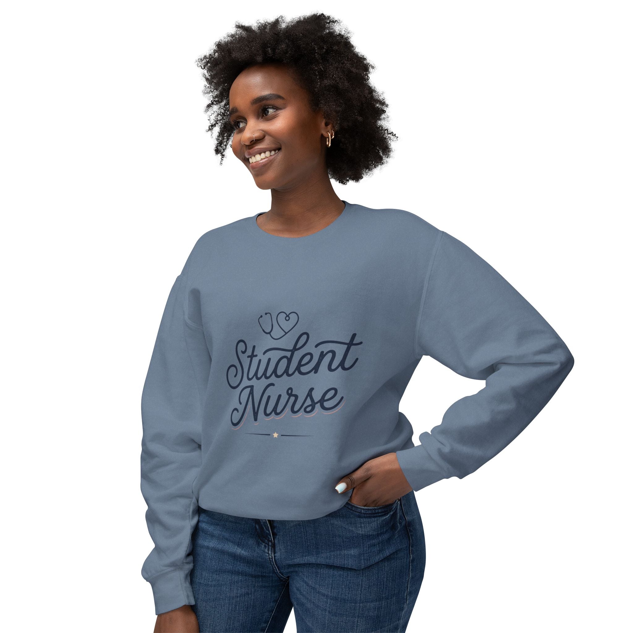 Student Nurse Crewneck Sweatshirt — Cute Stethoscope Nursing School Gift