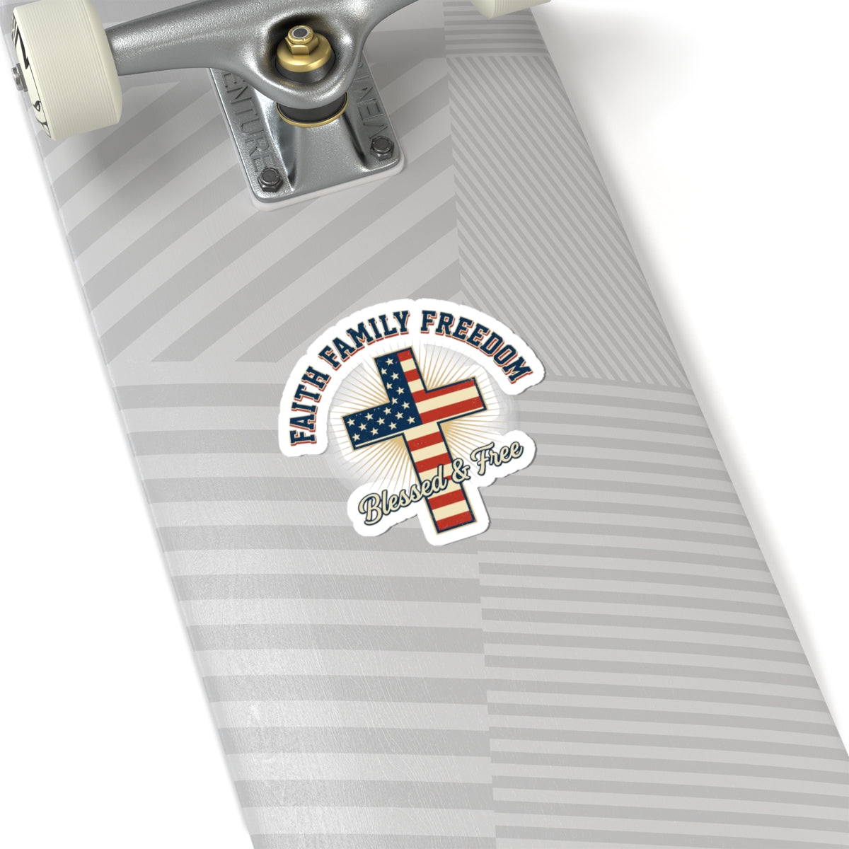 Faith Family Freedom Cross Sticker | Patriotic, July 4th, Vintage Americana