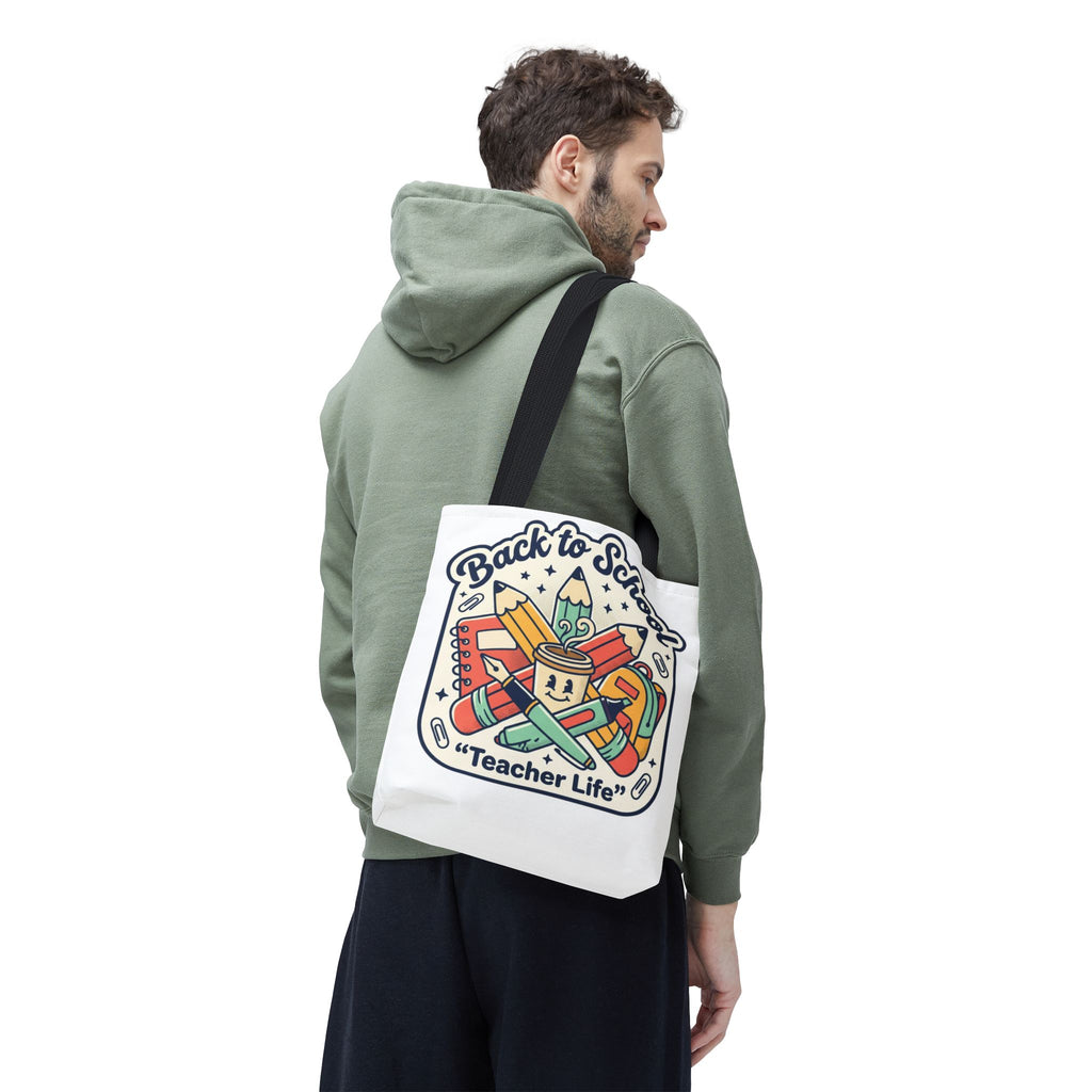 Back to School Teacher Life Tote Bag — Cute Teacher Supplies Print AOP