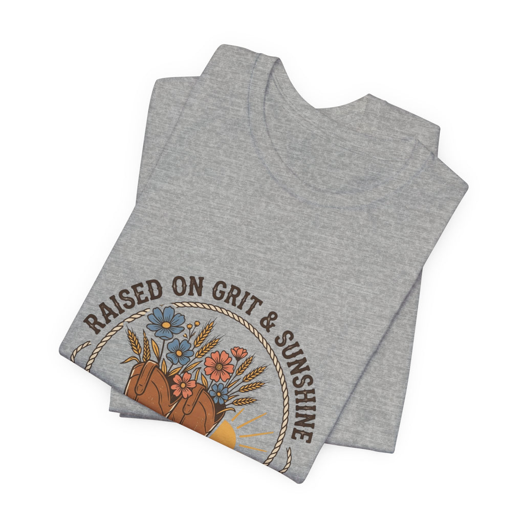 Raised on Grit & Sunshine Tee | Western Cowgirl Ranch Rustic Prairie