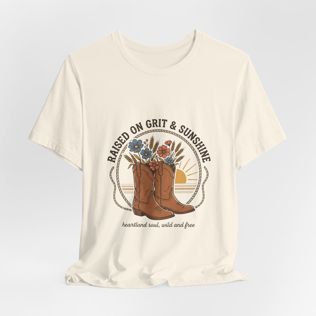 Raised on Grit & Sunshine Tee | Western Cowgirl Ranch Rustic Prairie