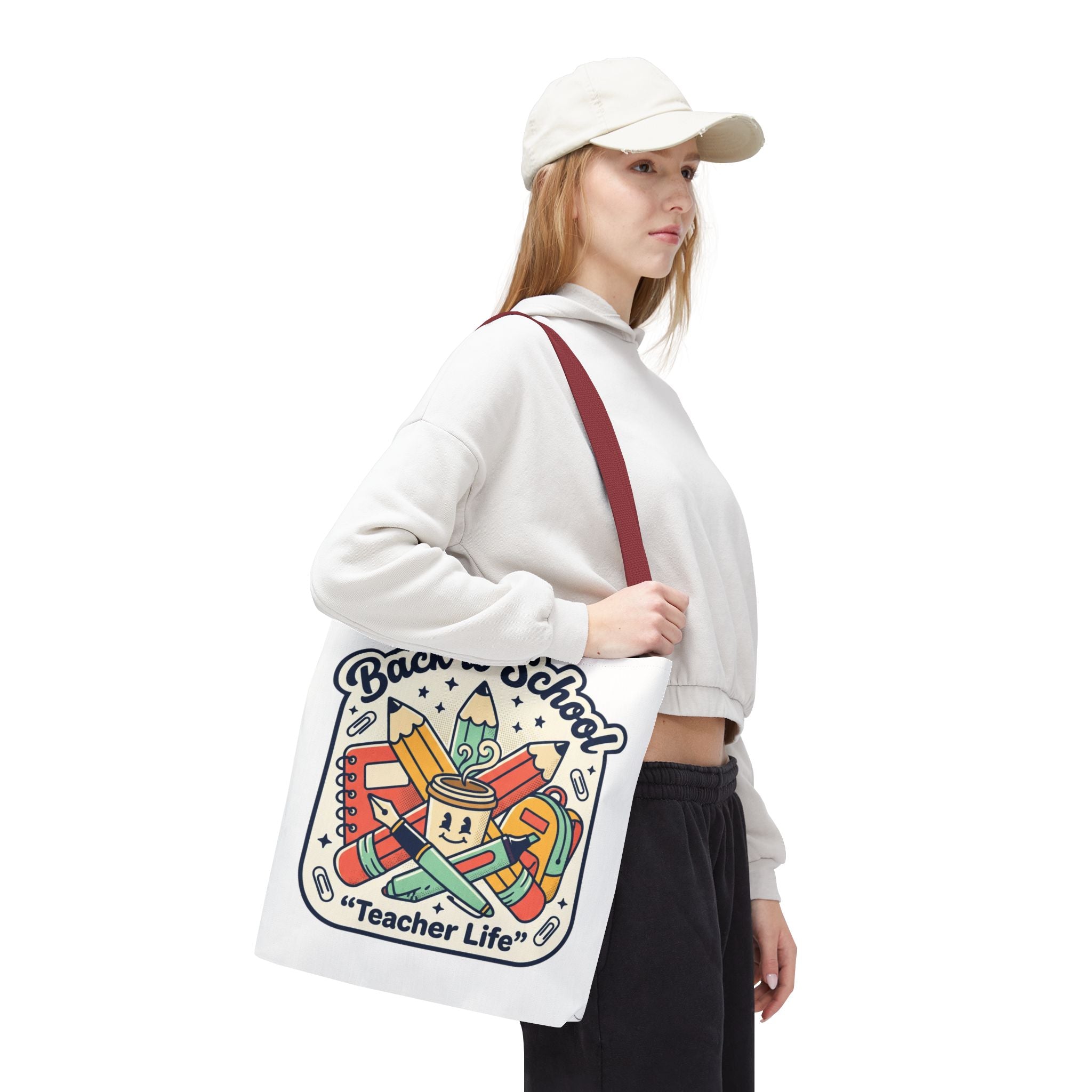 Back to School Teacher Life Tote Bag — Cute Teacher Supplies Print AOP