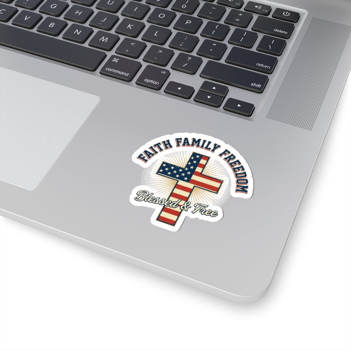 Faith Family Freedom Cross Sticker | Patriotic, July 4th, Vintage Americana