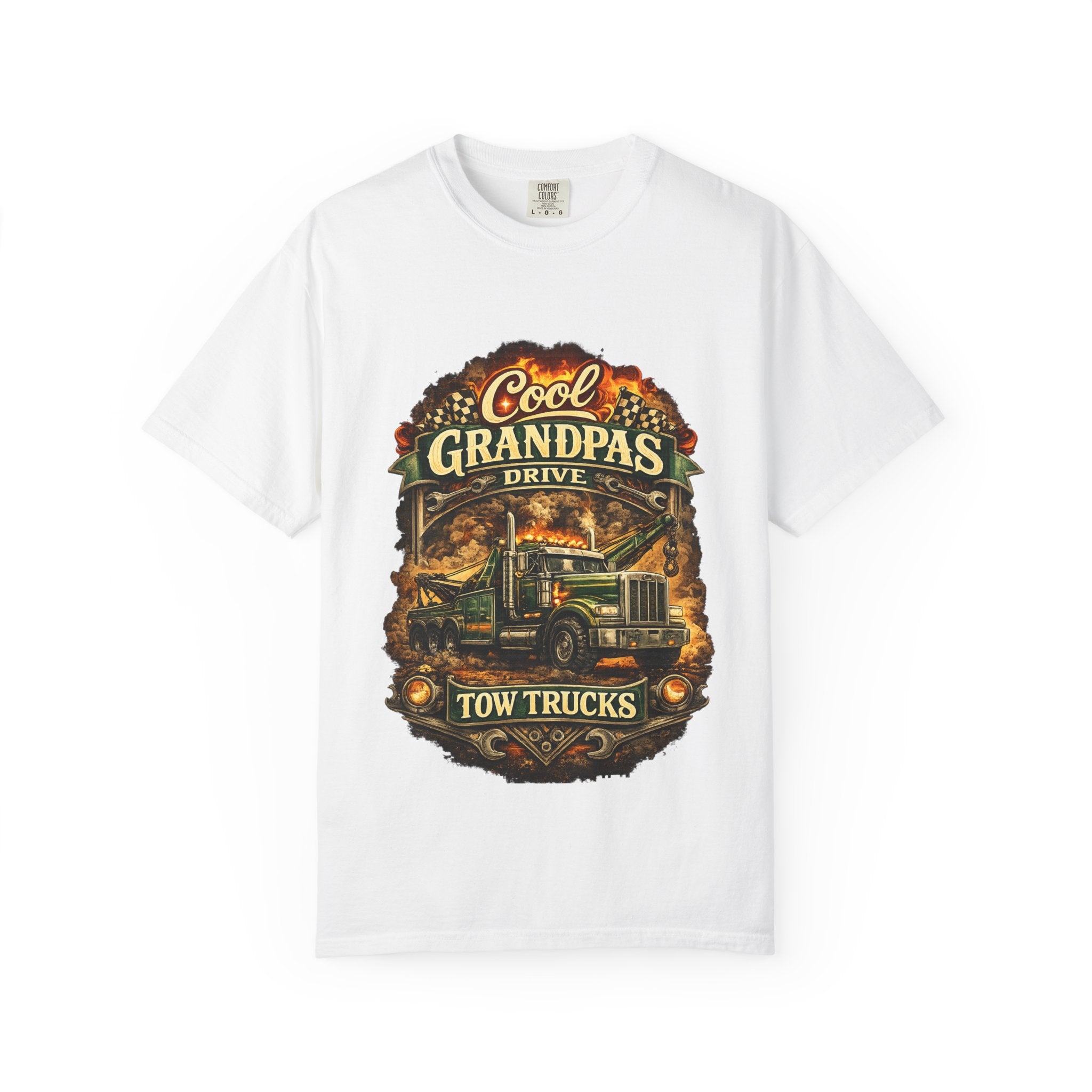 Cool Grandpas Drive Tow Trucks T-Shirt — Vintage Truck Graphic Tee for Grandfather